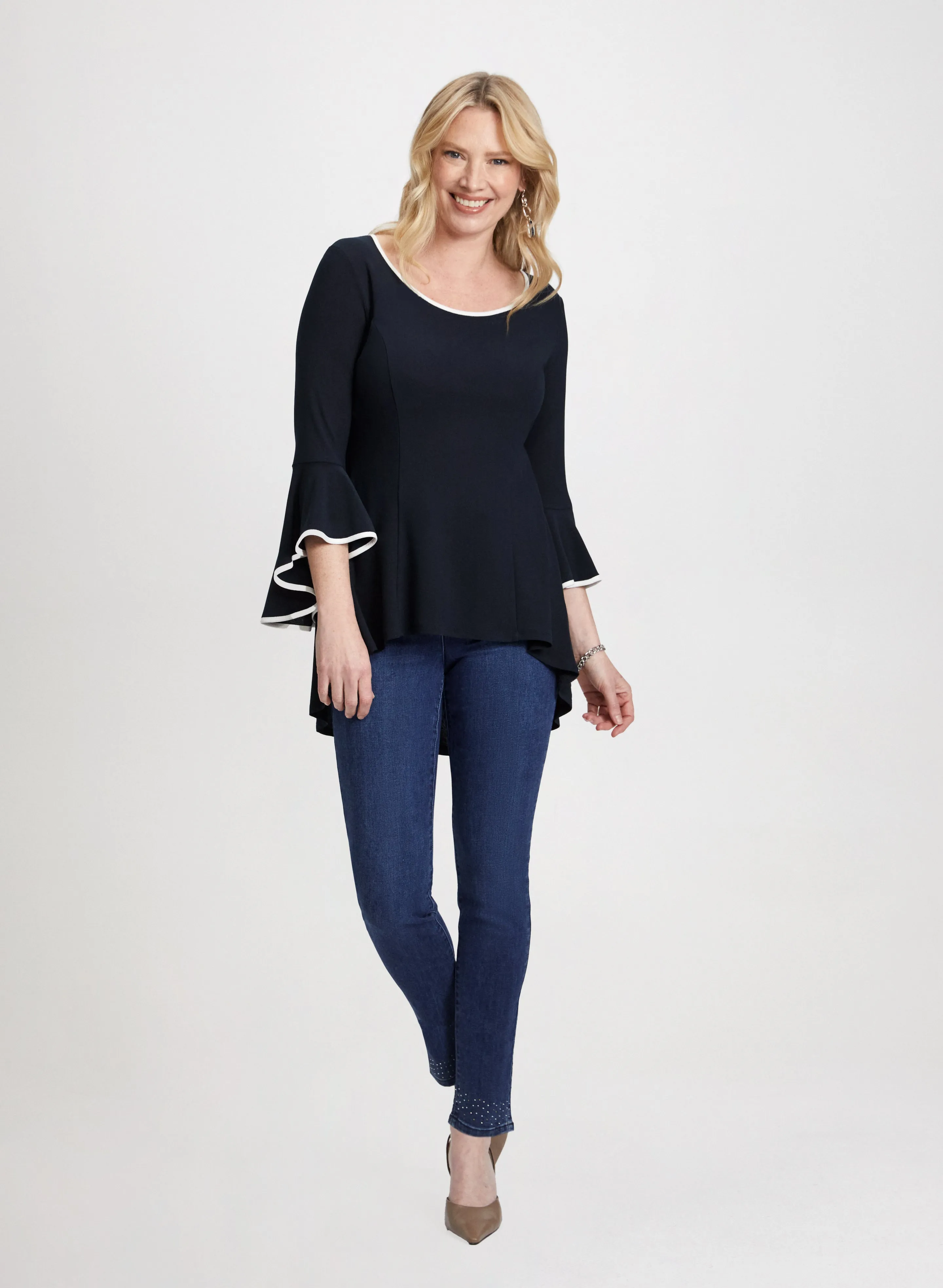 Bell Sleeve Top & Straight Leg Jeans sold by Laura