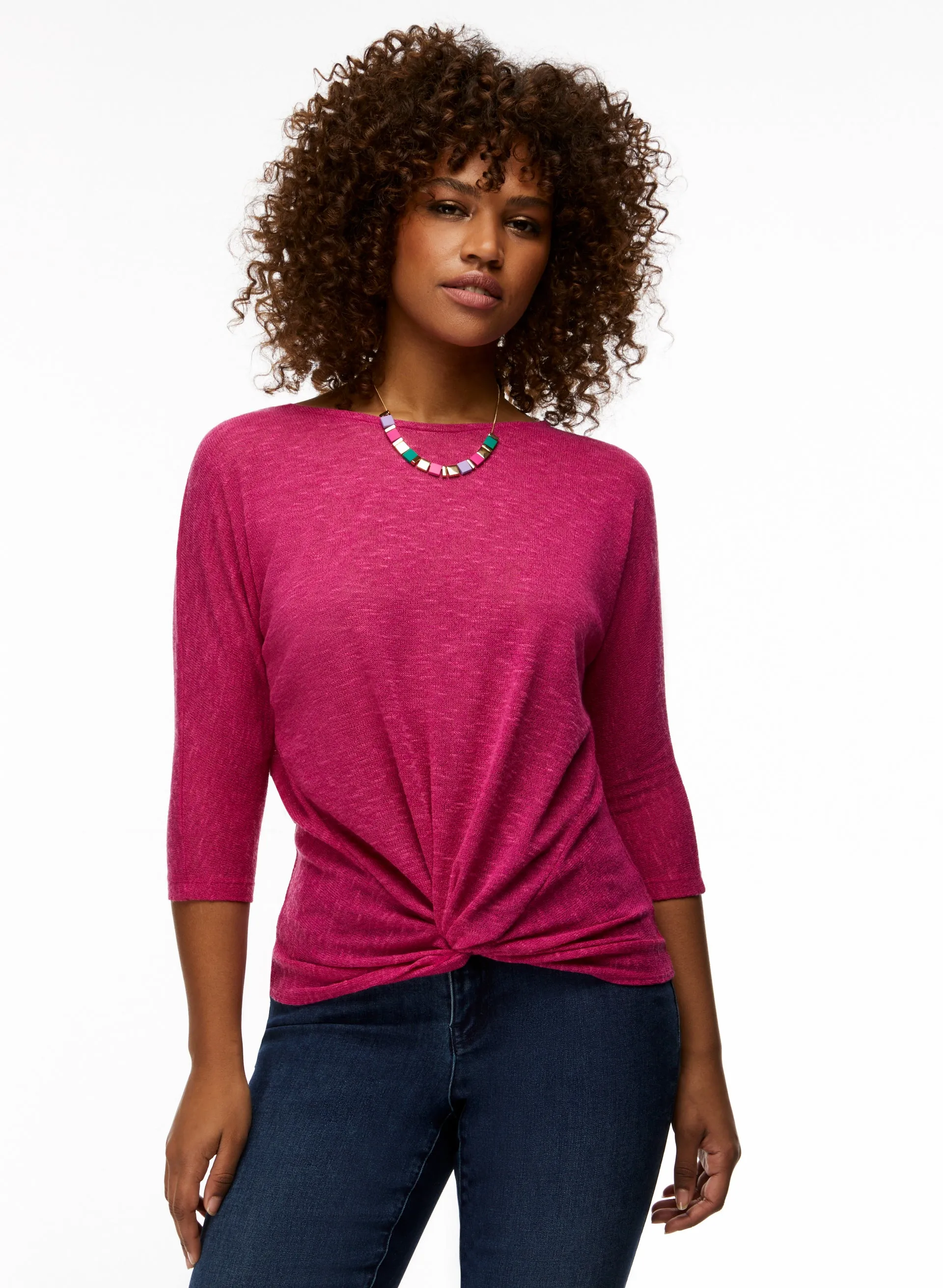 Twist Detail 3/4 Sleeve Top sold by Laura