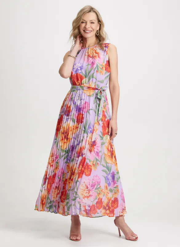 Long Tropical Pleated Dress sold by Laura