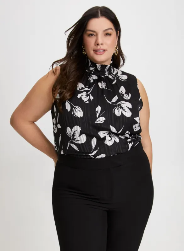 Smocked Neck Floral Print Top sold by Laura