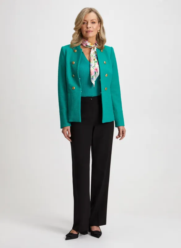 Mock Peplum Jacket & Straight Leg Pants sold by Laura