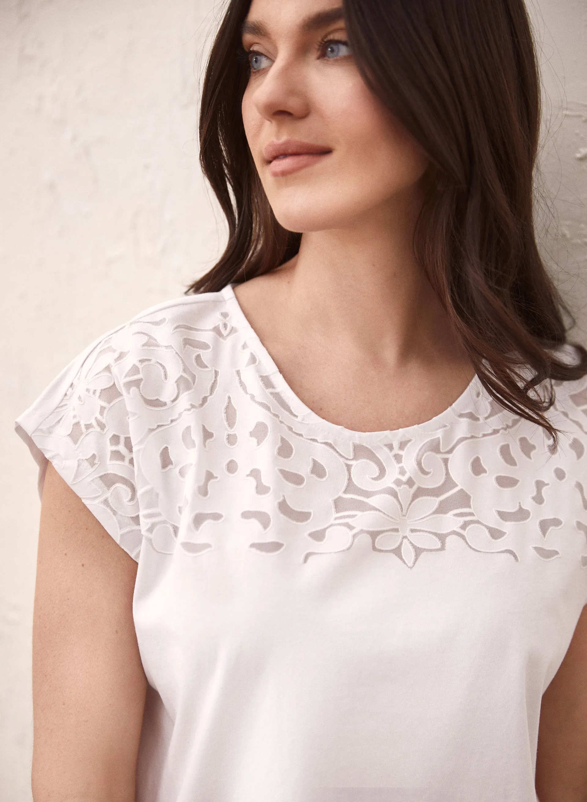 Sheer Detail Cotton Blend Tee sold by Laura product image thumbnail 2