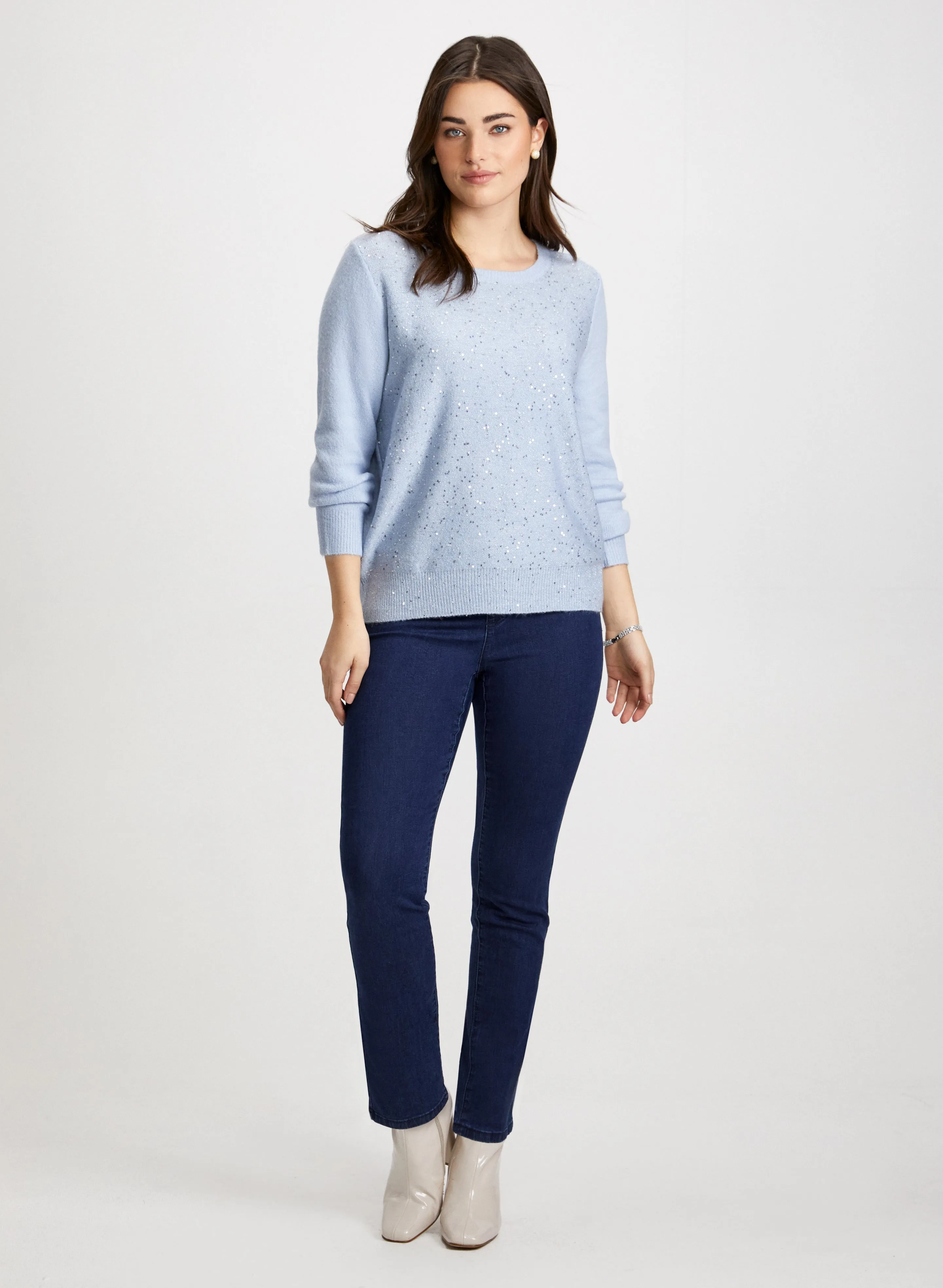 Knit Sequin Sweater & Pull-On Jeans sold by Laura