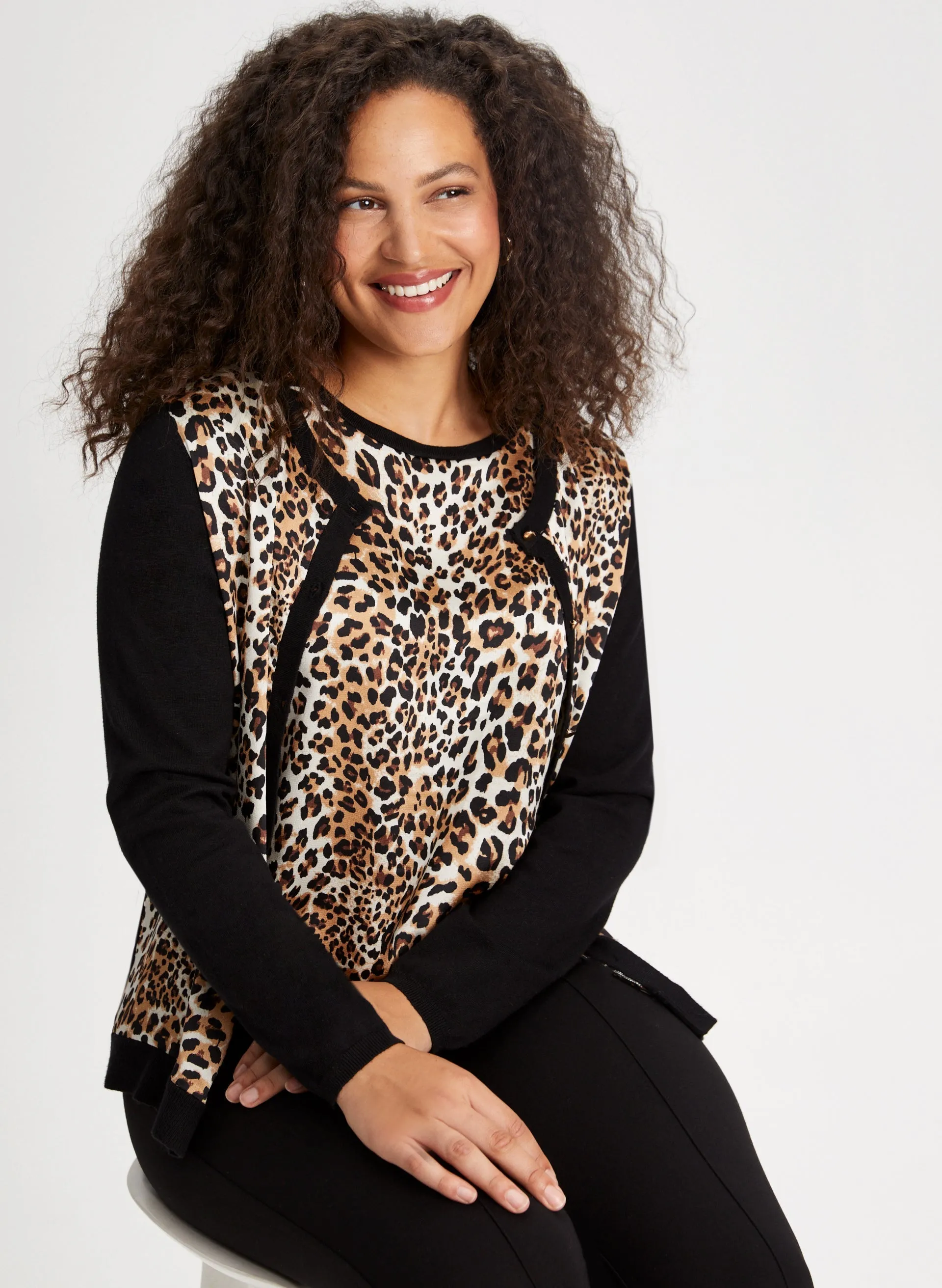 Animal Print Button Front Cardigan sold by Laura product image thumbnail 5