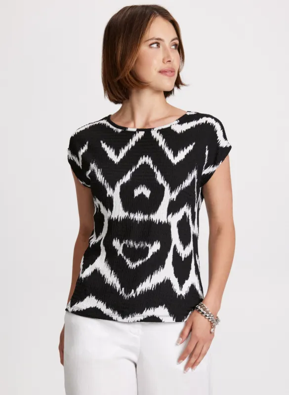 Geometric Print Scoop Neck Top sold by Laura