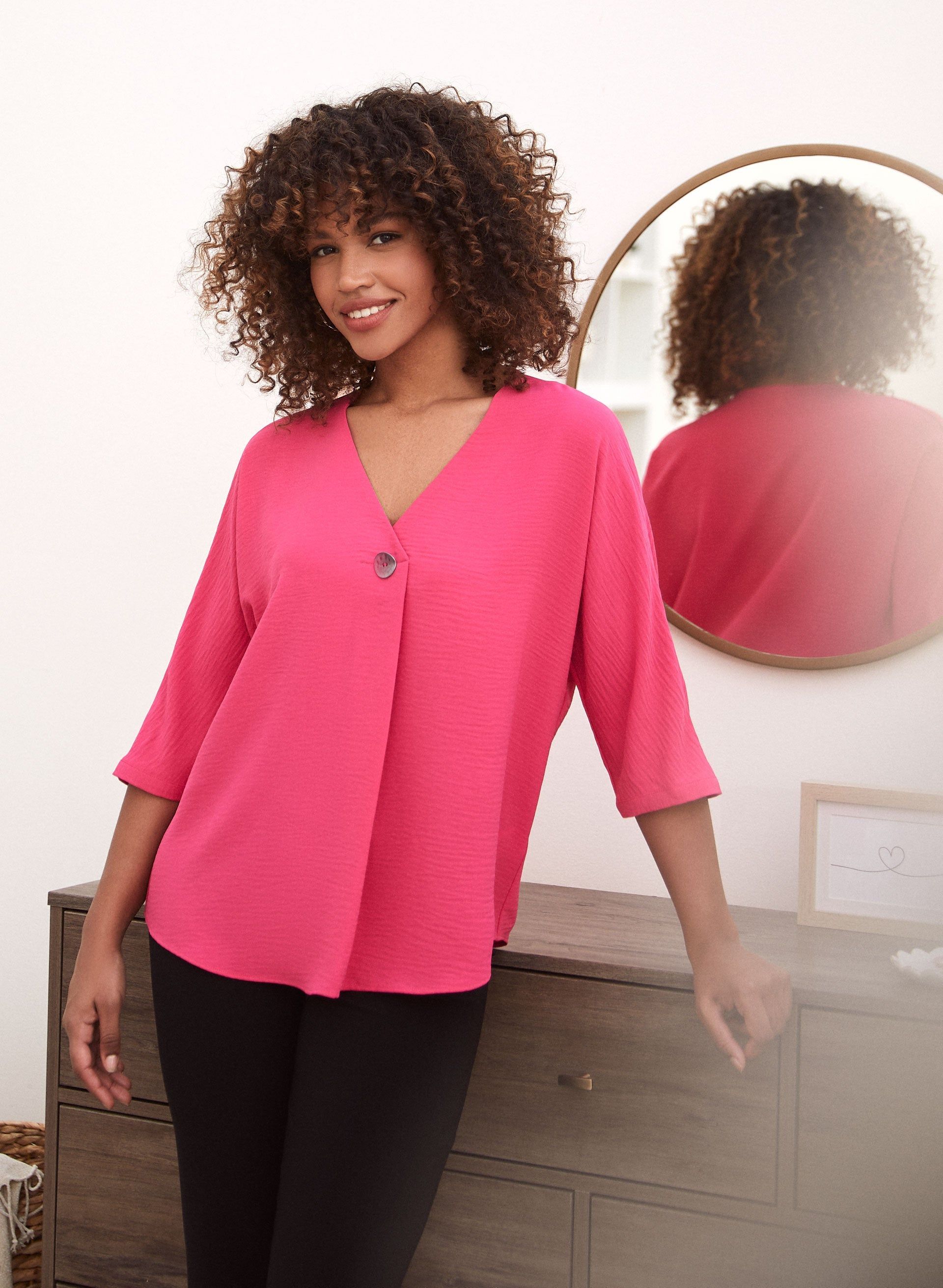 3/4 Sleeve Button Detail Top sold by Laura