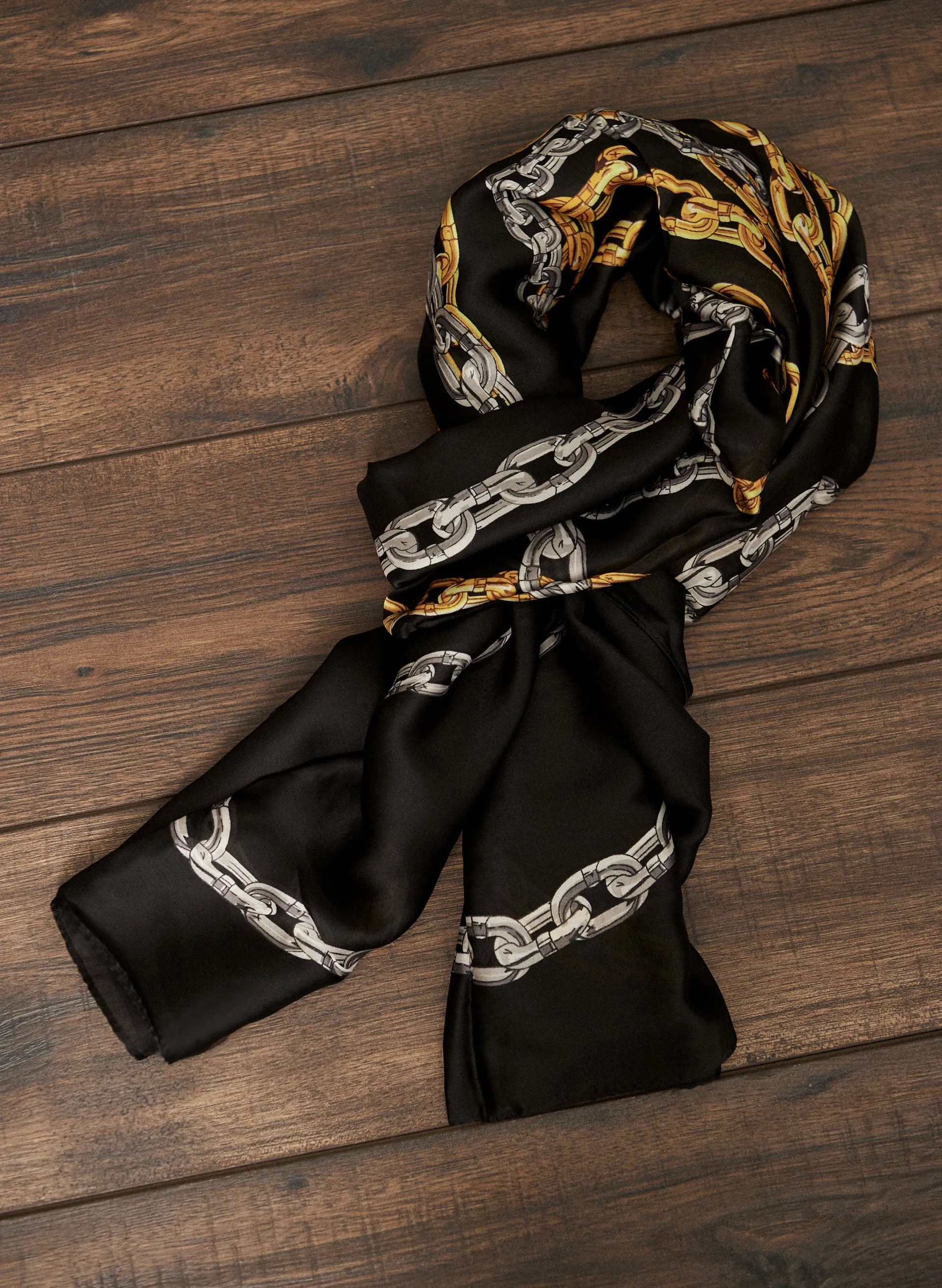 Two-Tone Chain Print Scarf sold by Laura