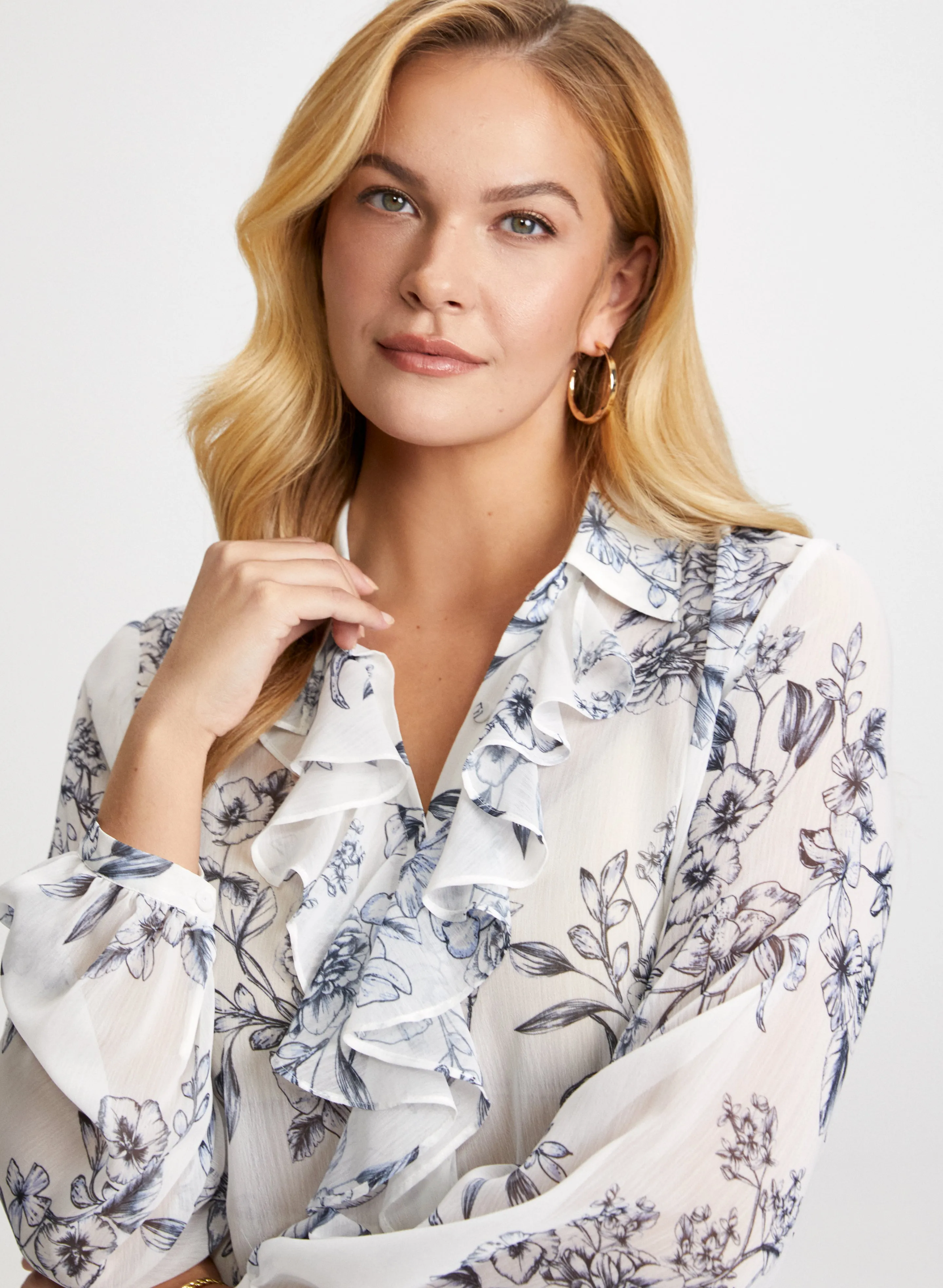 Floral Print Ruffle Shirt sold by Laura product image thumbnail 3