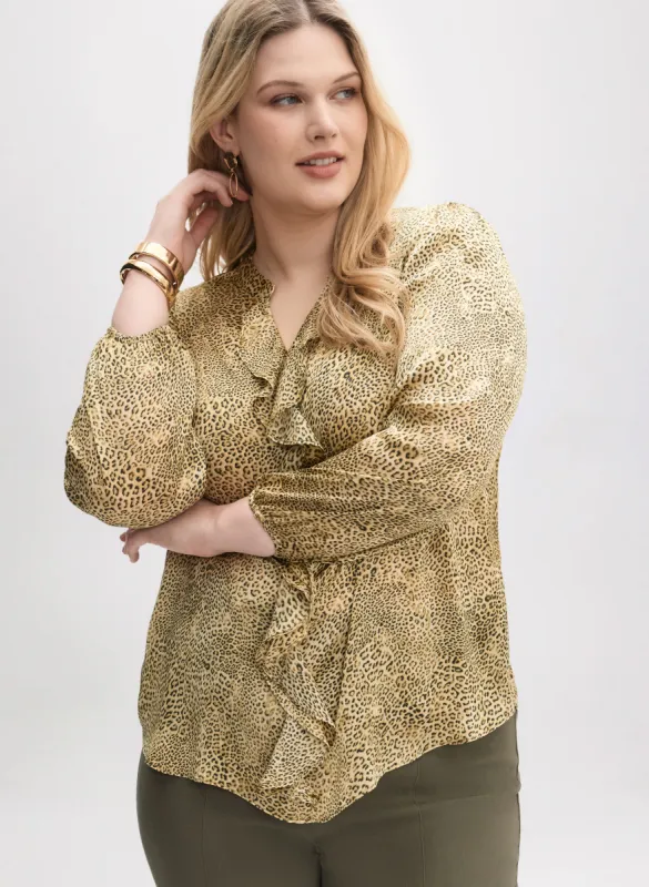 Ruffle Trim Popover Blouse sold by Laura