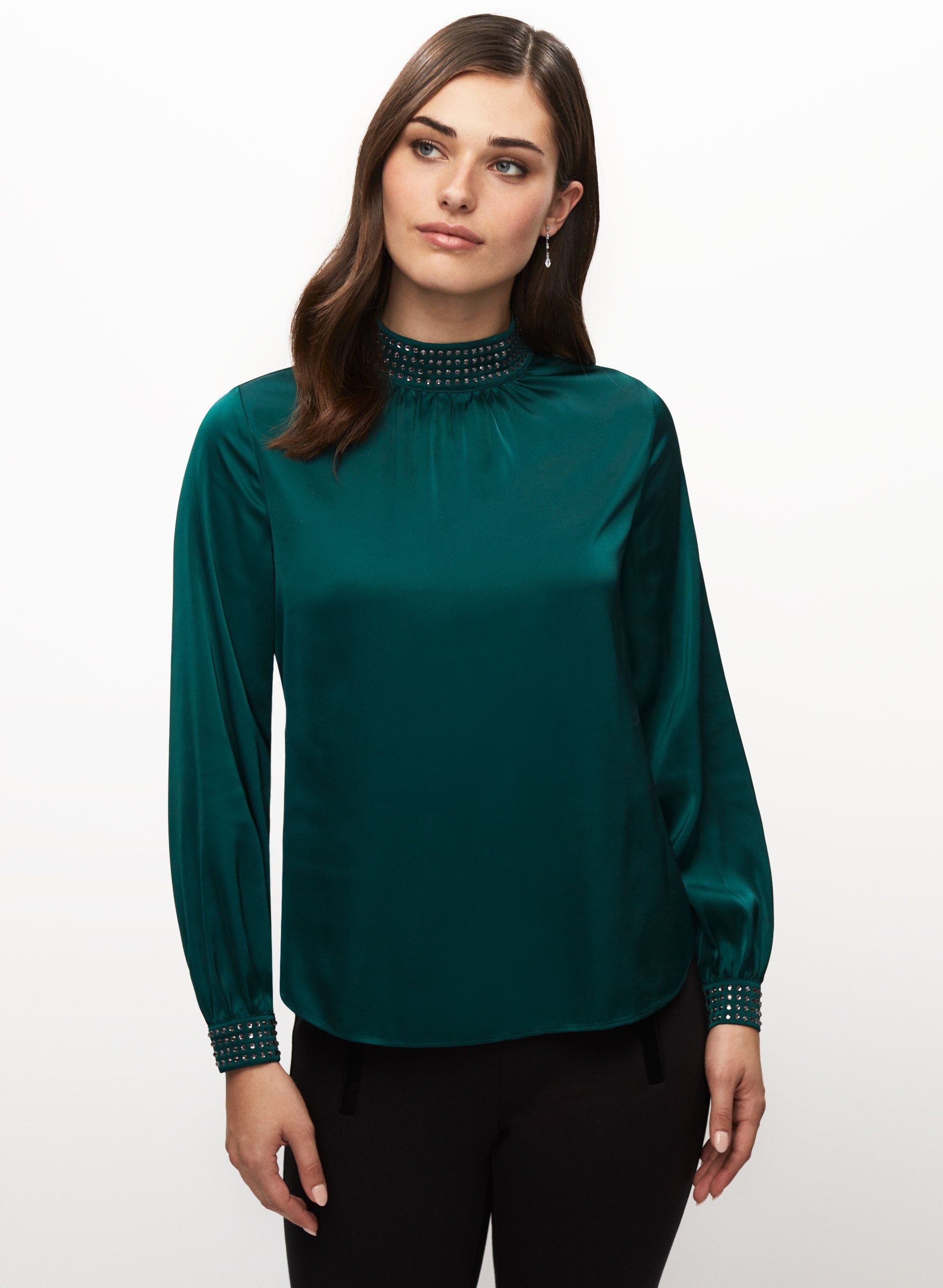 Satin Rhinestone Popover Top sold by Laura product image thumbnail 5