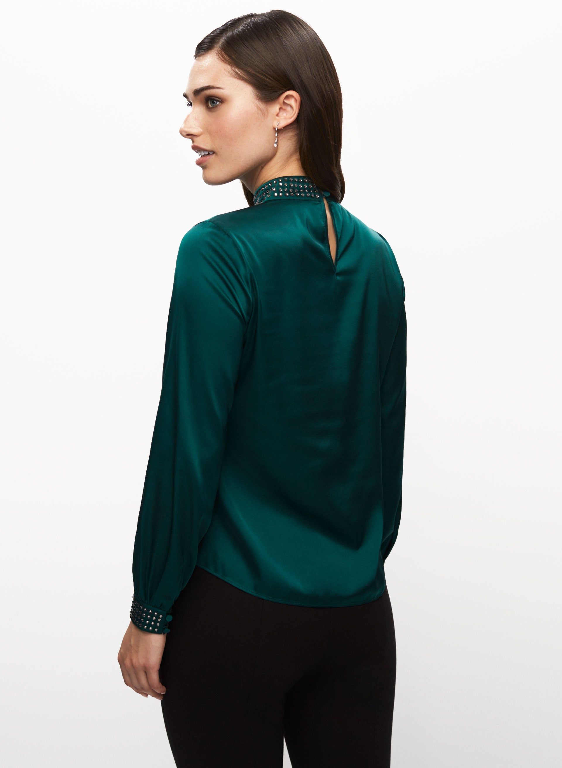 Satin Rhinestone Popover Top sold by Laura product image thumbnail 4