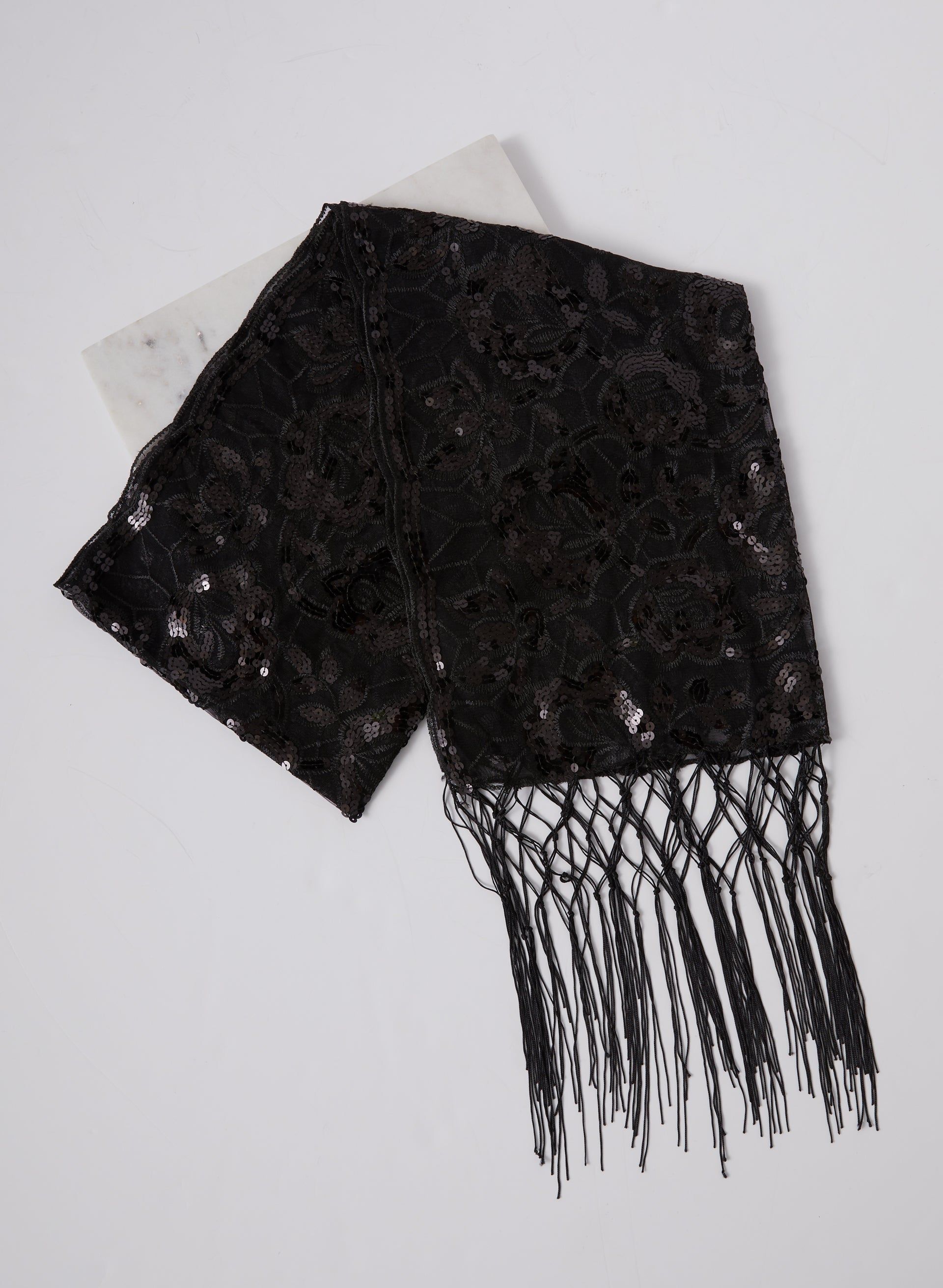 Floral Sequin Mesh Shawl sold by Laura