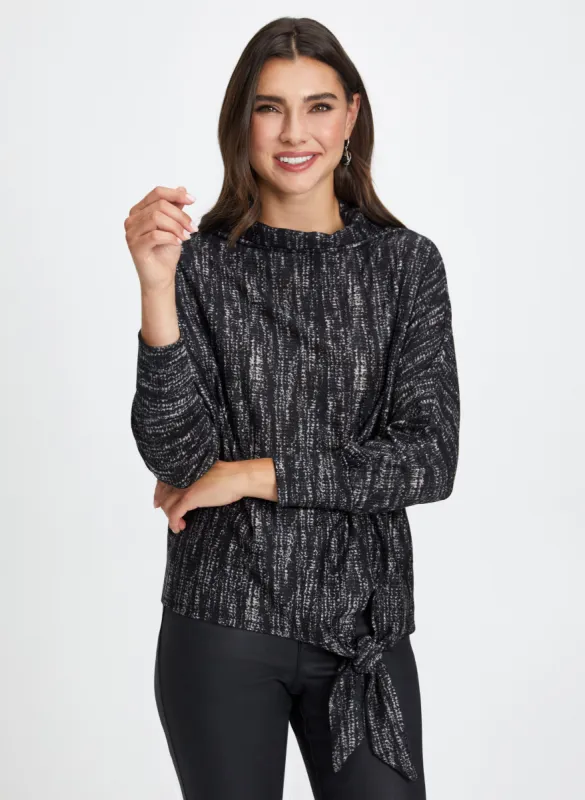 Marble Motif Funnel Neck Top sold by Laura