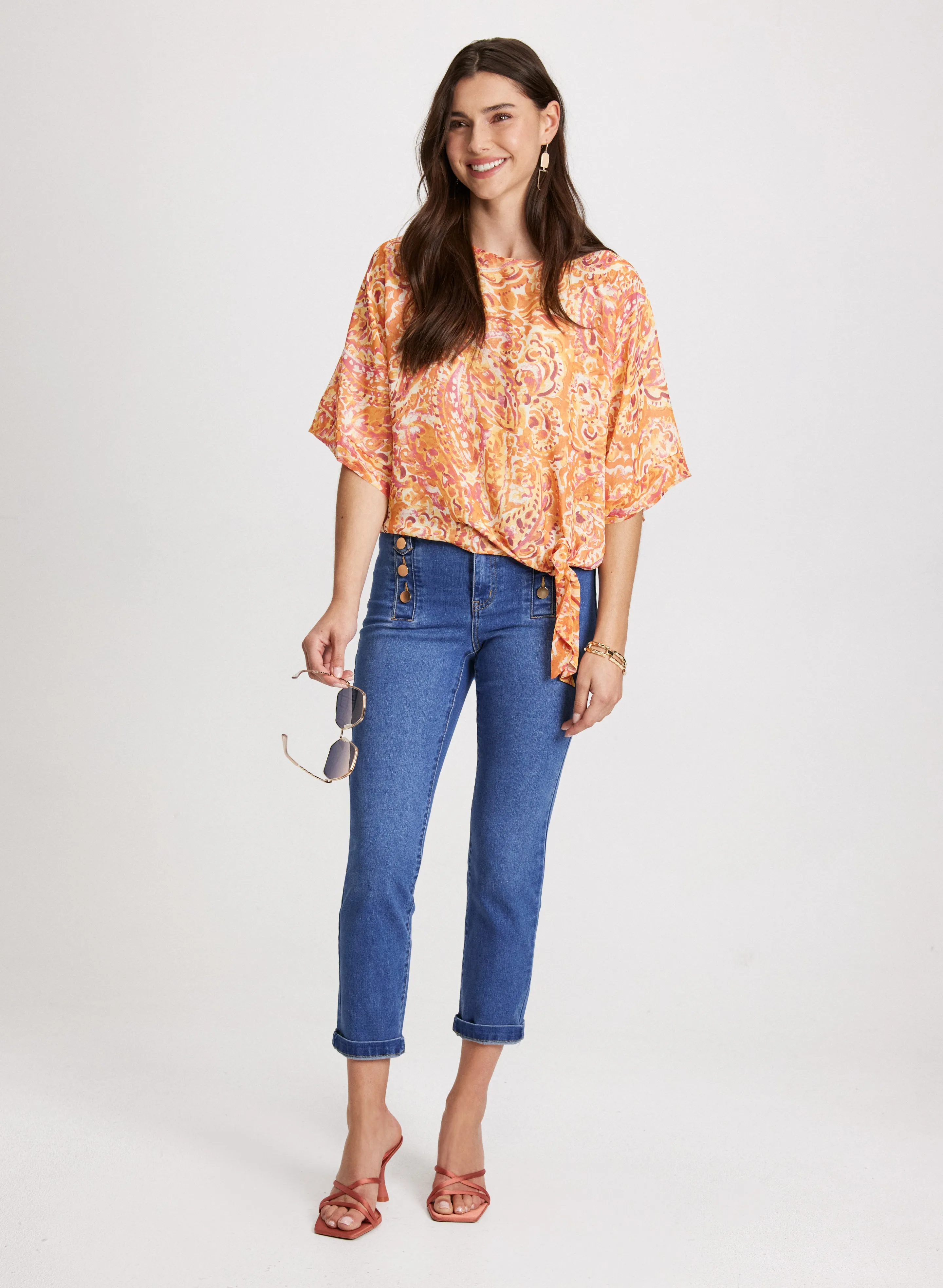 Poncho-Style Blouse & Straight Leg Jeans sold by Laura