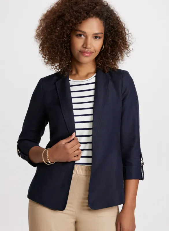 Tab Sleeve Linen Blazer sold by Laura