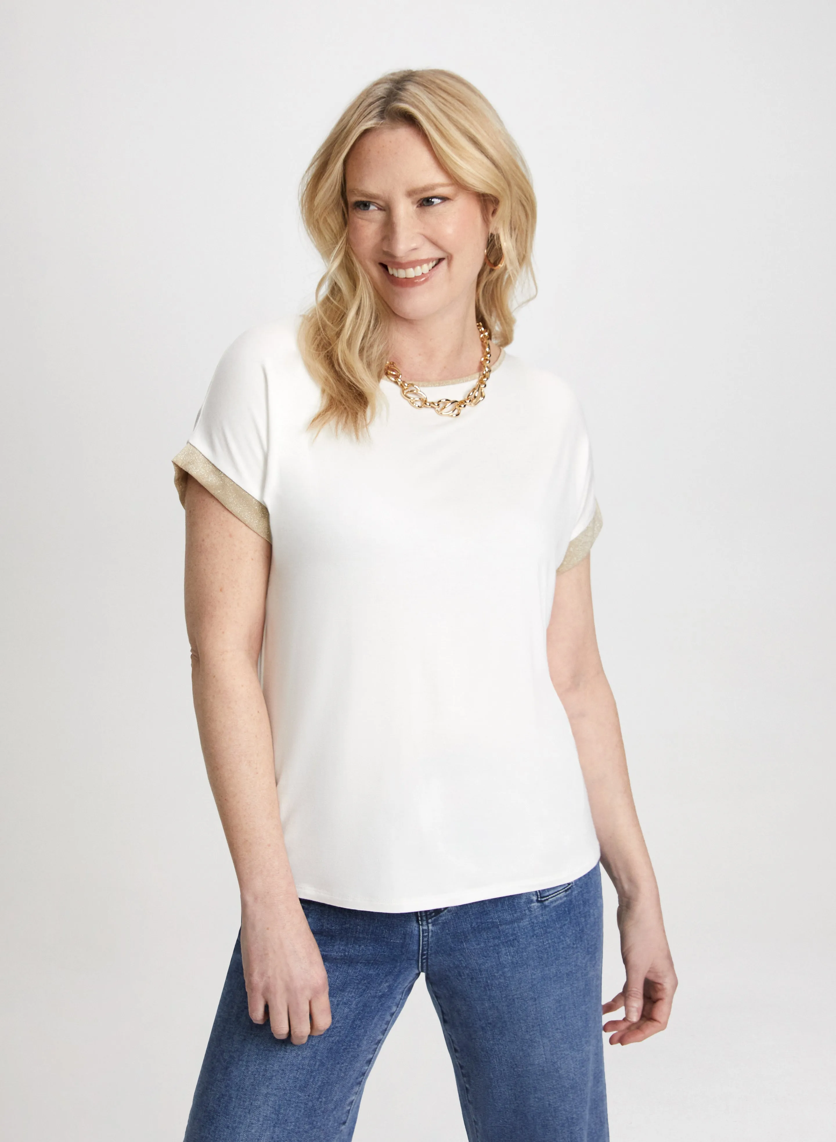 Shimmer Trim T-Shirt sold by Laura