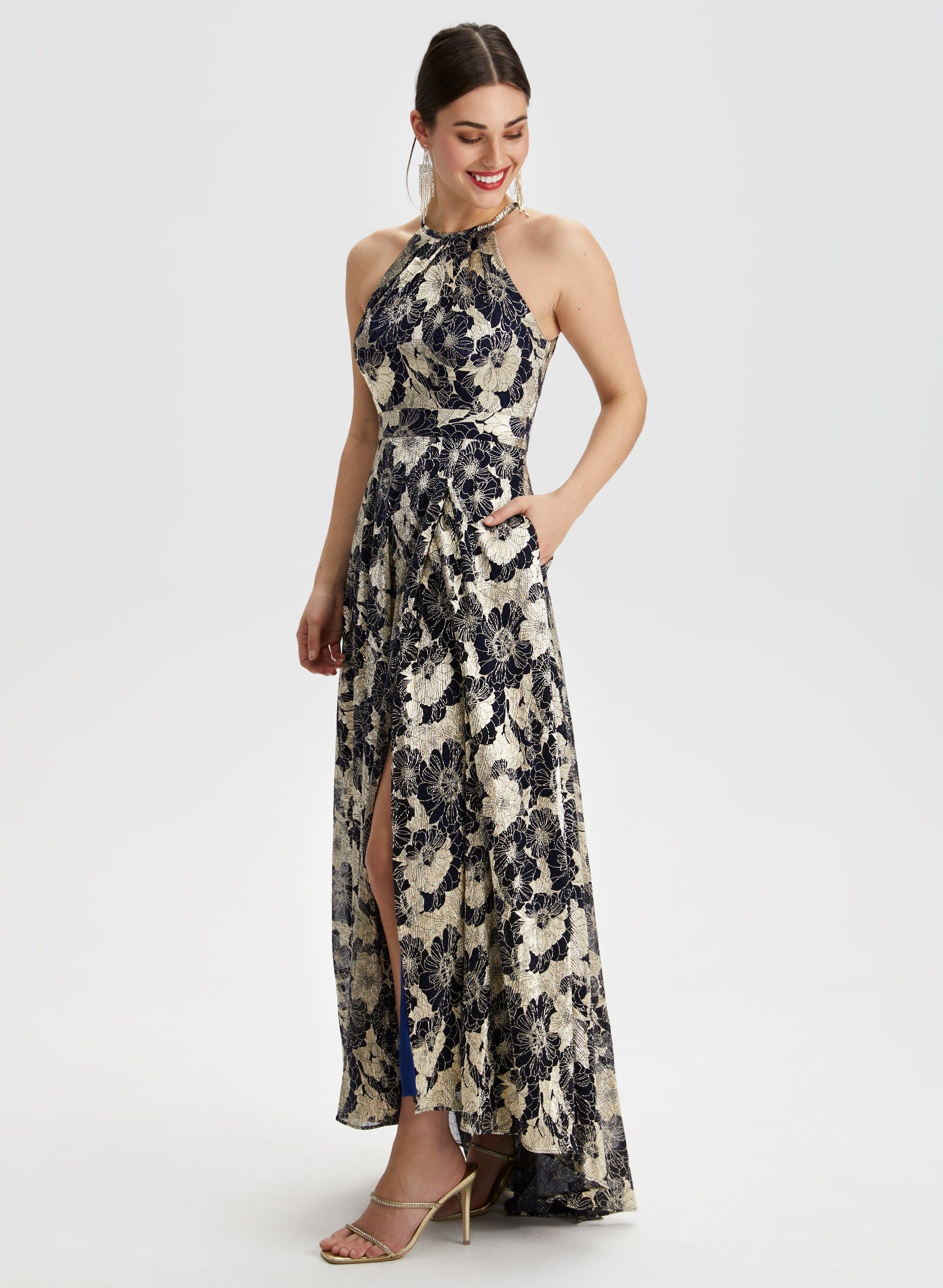 Foil Plisse Halter Neck Dress sold by Laura product image thumbnail 3