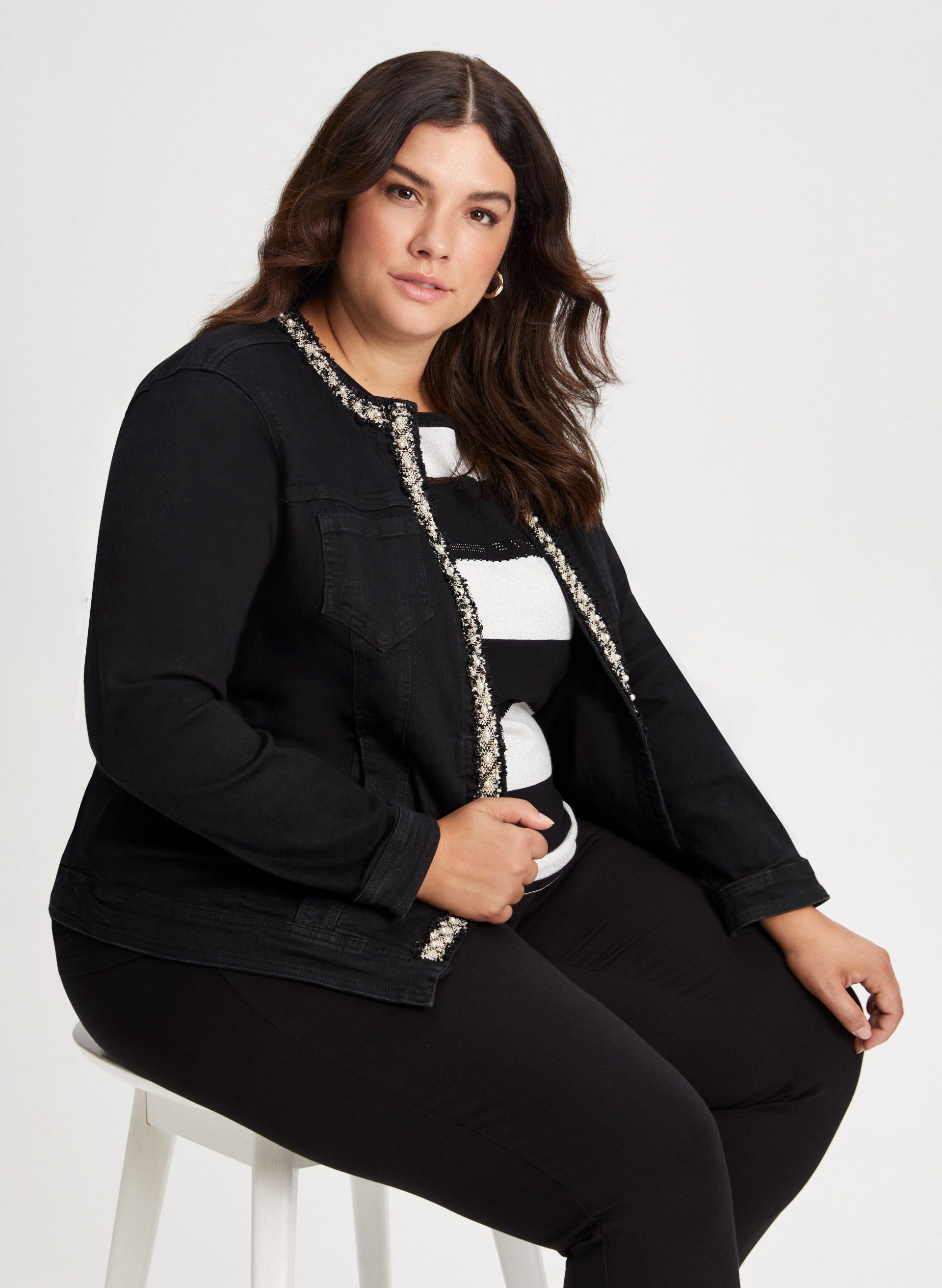 Embellished Trim Denim Jacket sold by Laura product image thumbnail 5