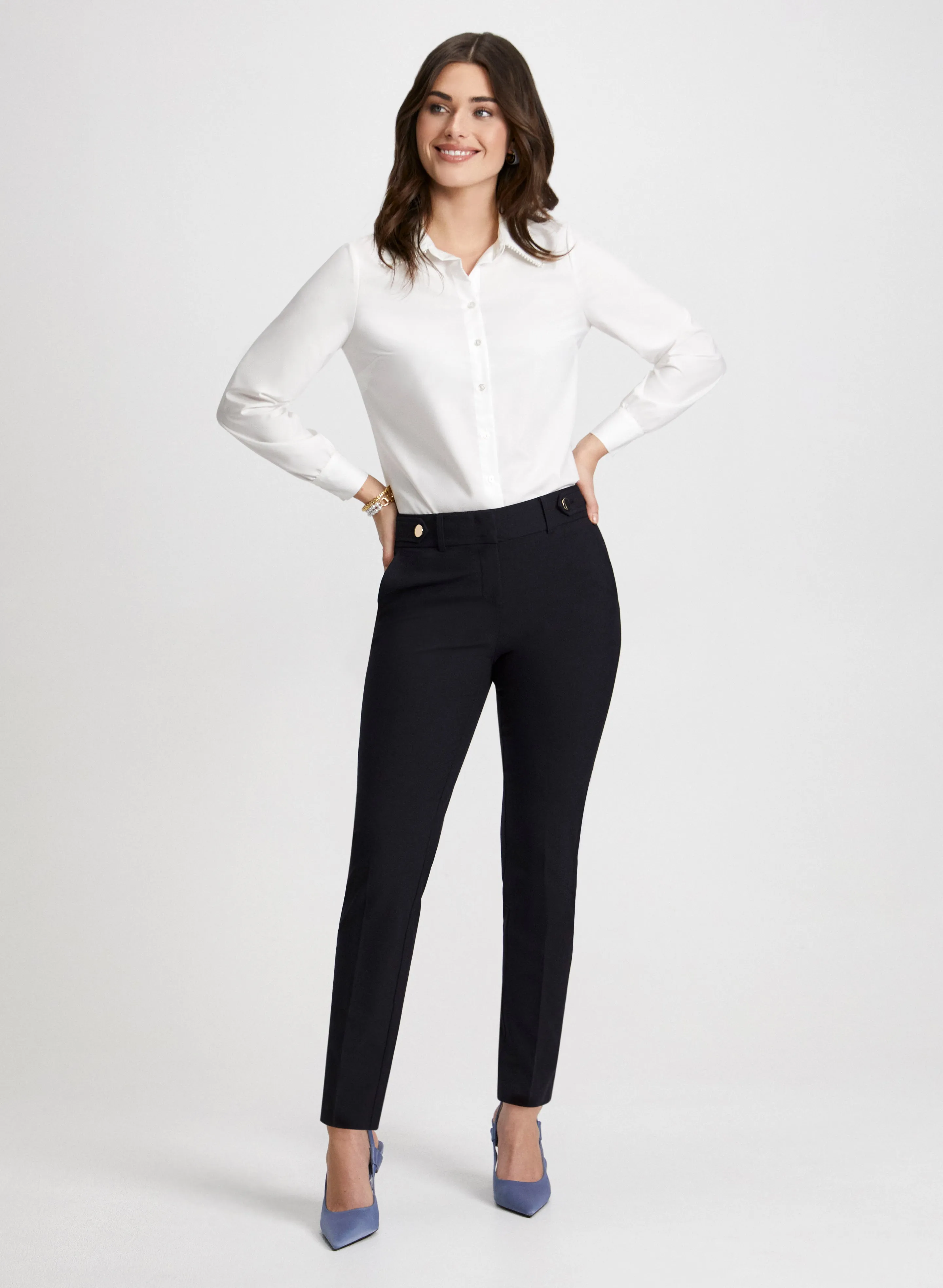 Pearl Detail Shirt & Slim Leg Pants sold by Laura