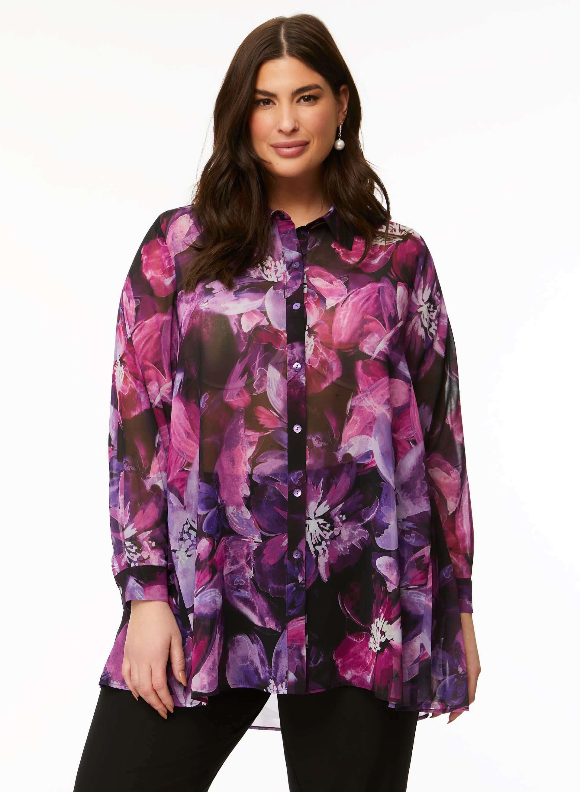 Floral Print Button-Up Blouse sold by Laura