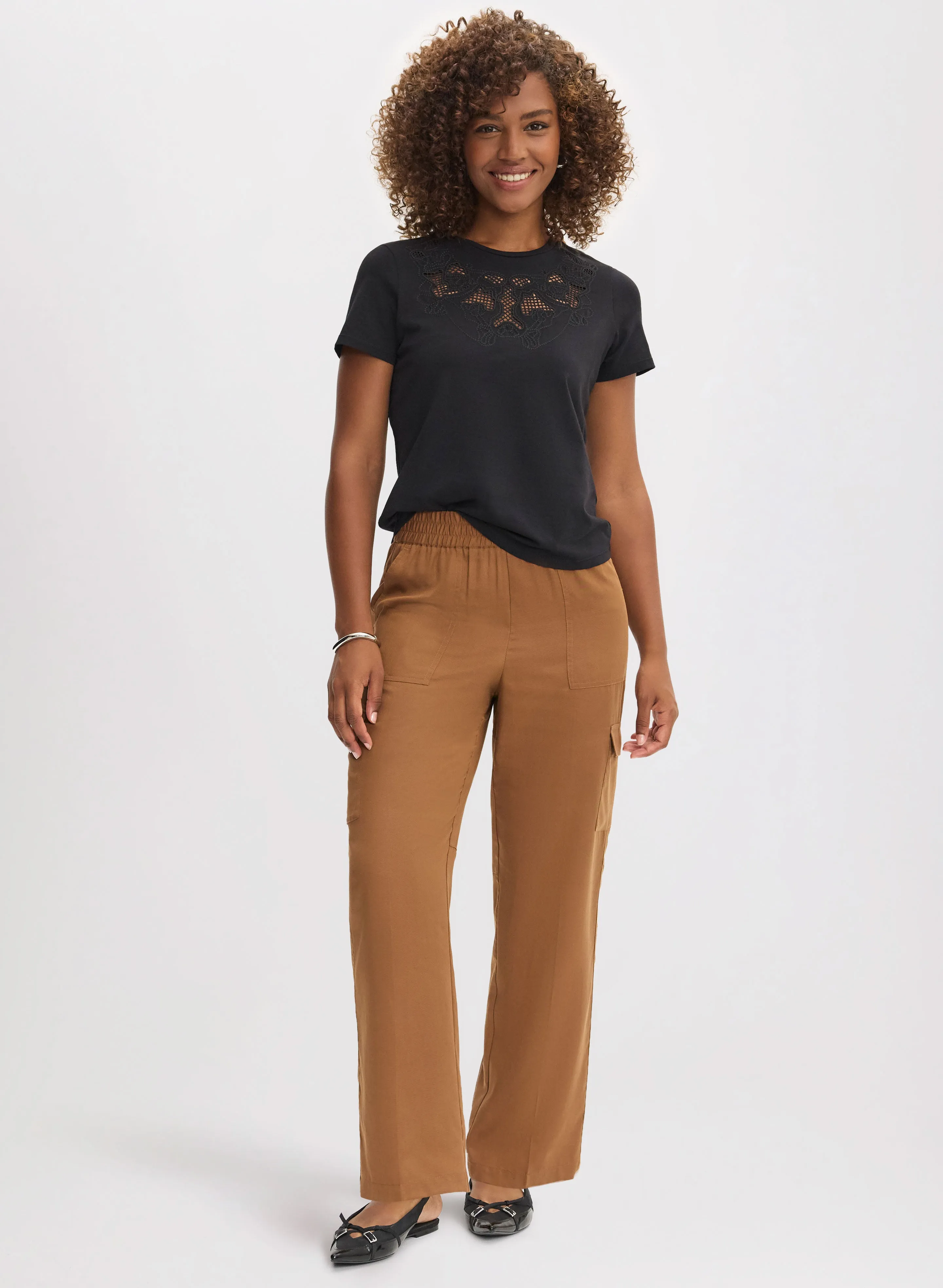 Lace Detail T-Shirt & Cargo Pants sold by Laura