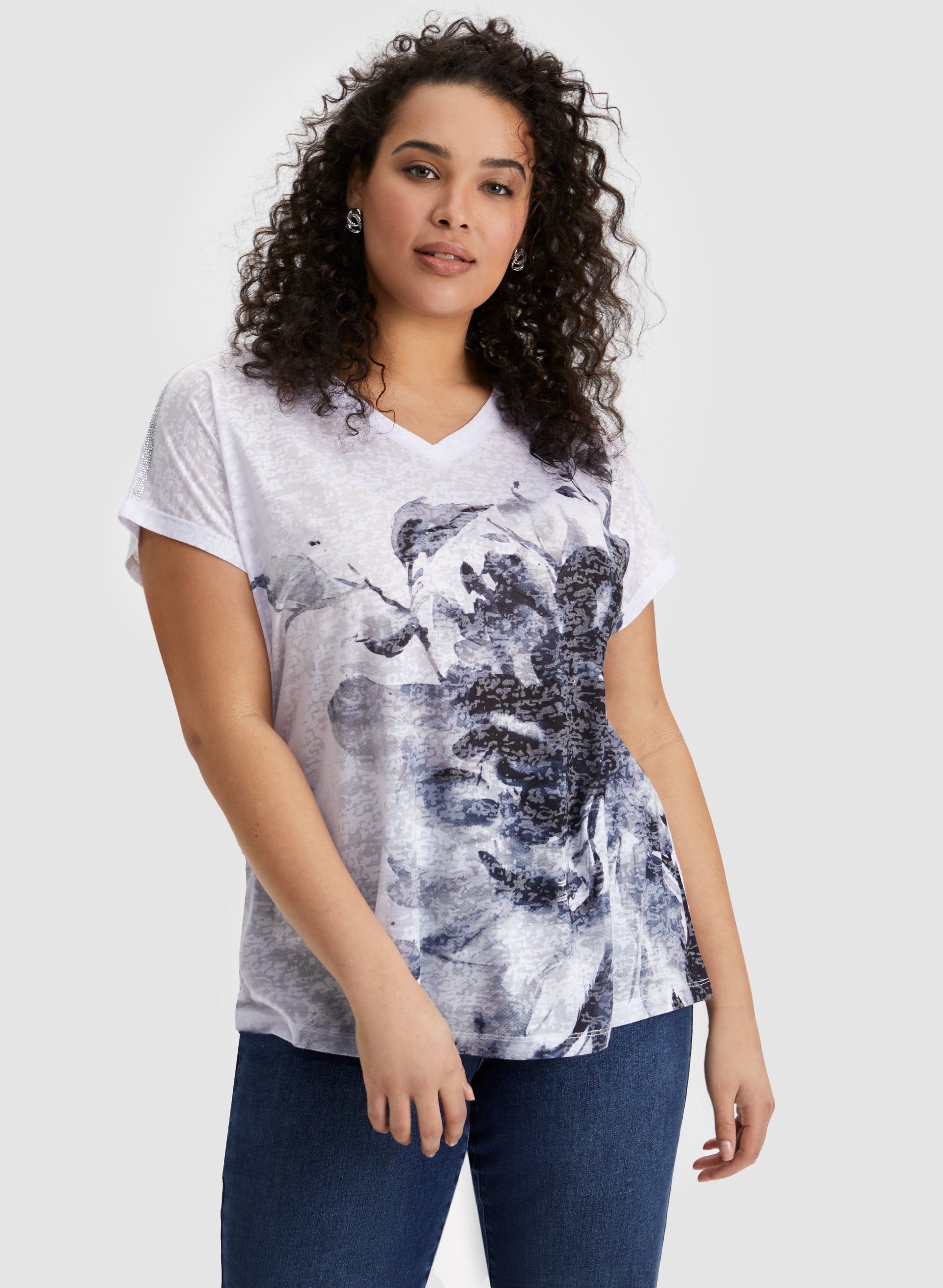 Floral Print Burnout Tee sold by Laura product image thumbnail 5