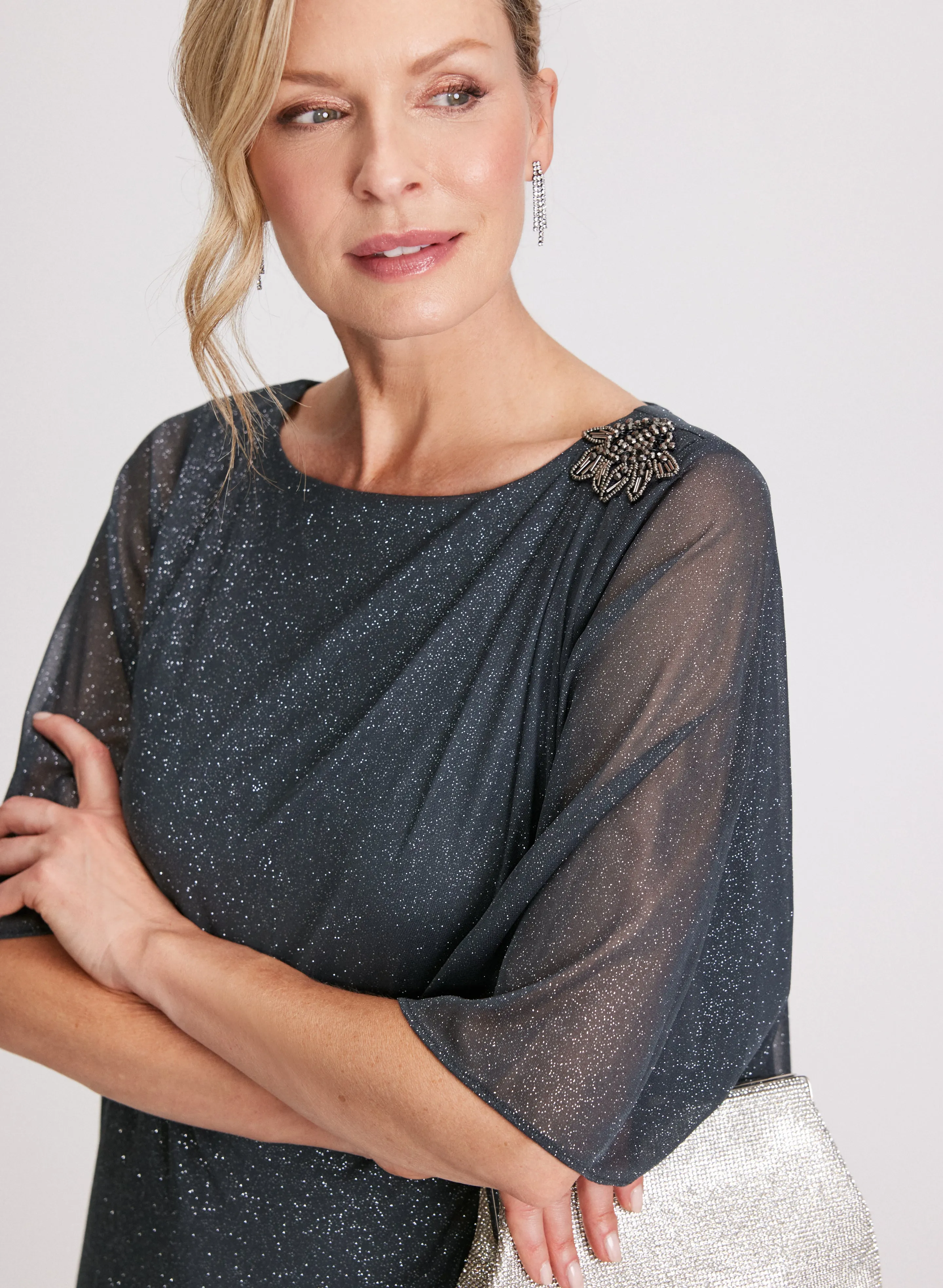 Rhinestone Detail Faux Wrap Dress sold by Laura product image thumbnail 5