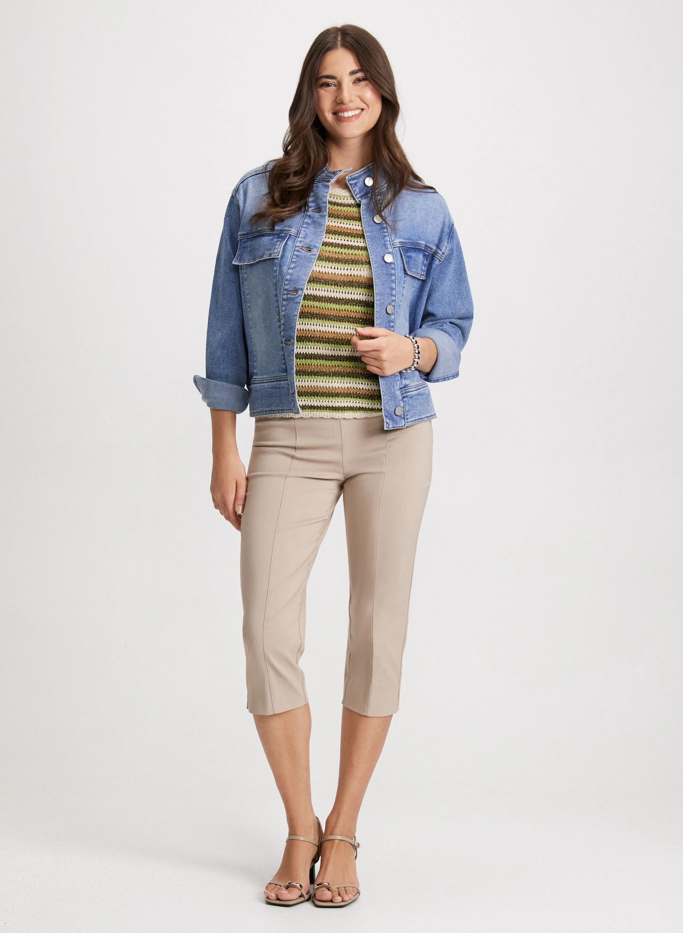 Short Denim Jacket & Pull-On Essential Capris sold by Laura