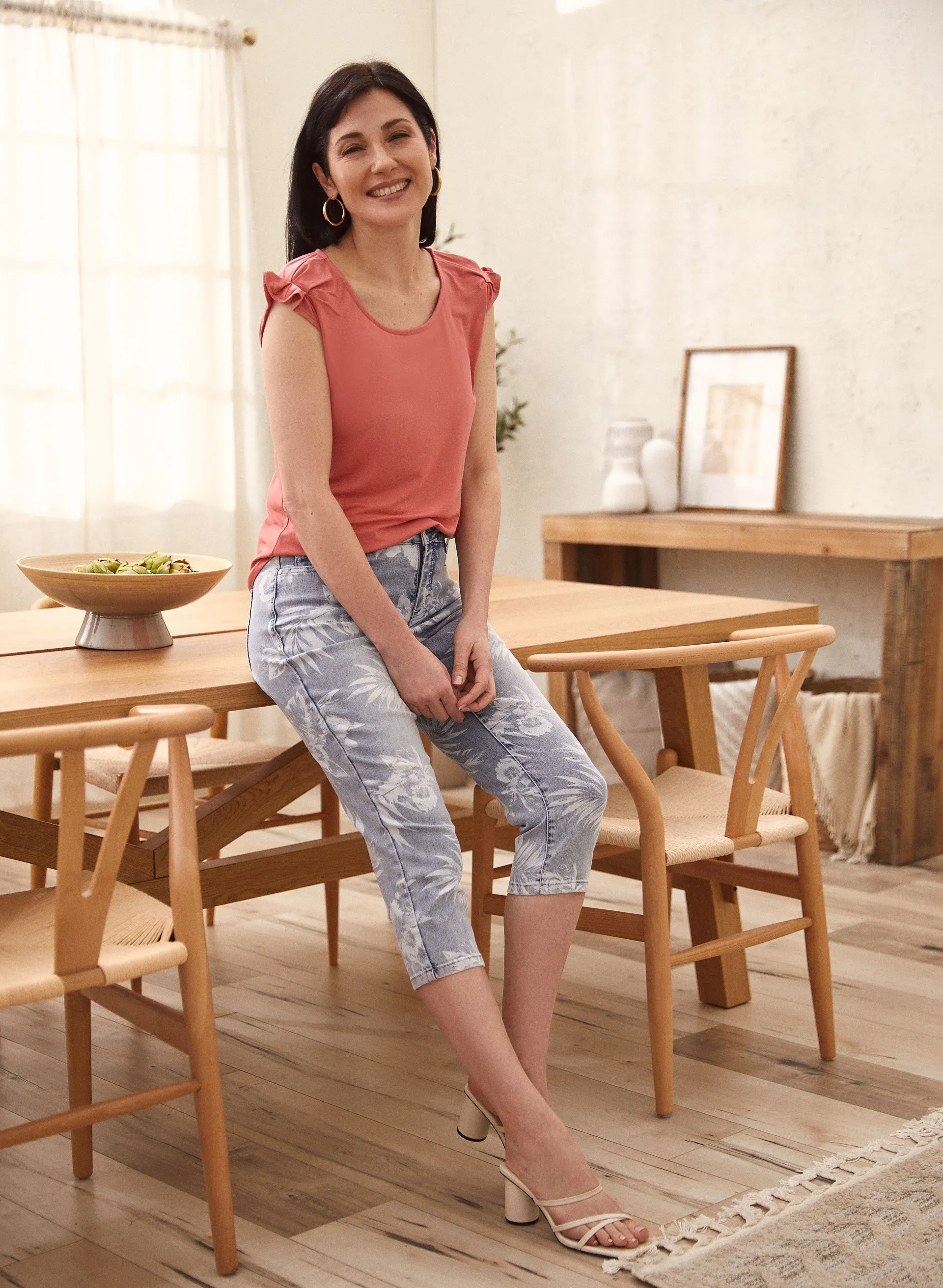 Palm Leaf Print Denim Capris sold by Laura product image thumbnail 3