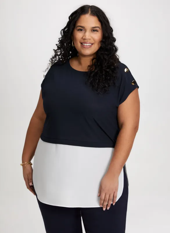 Decorative Buttons Colour Block Top sold by Laura