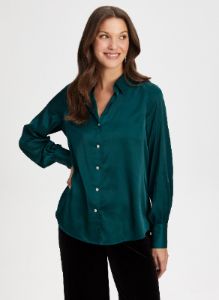 Satin Rhinestone Detail Blouse sold by Laura