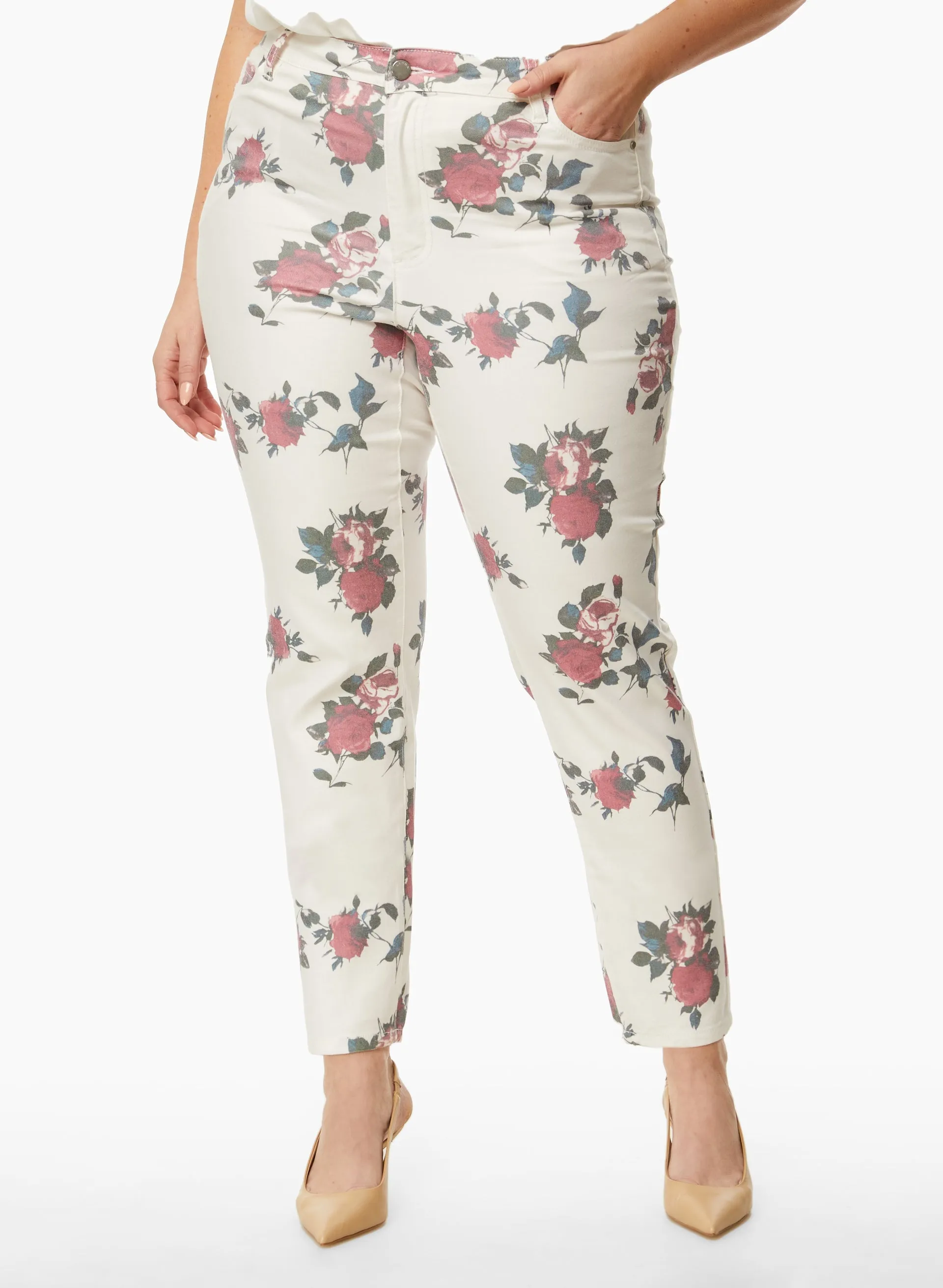 Floral Print Slim Leg Jeans sold by Laura