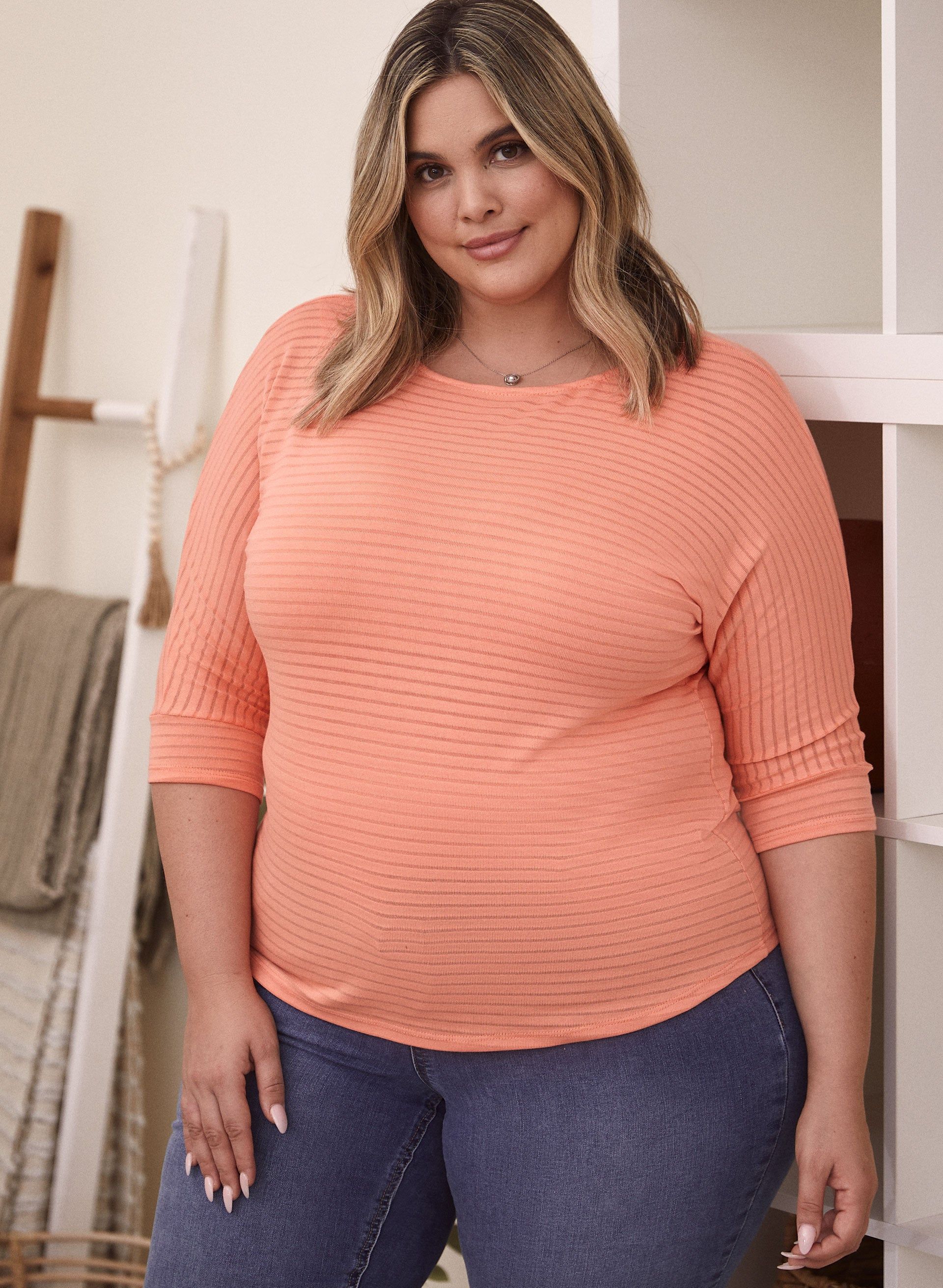 Shadow Stripe 3/4 Sleeve Tee sold by Laura