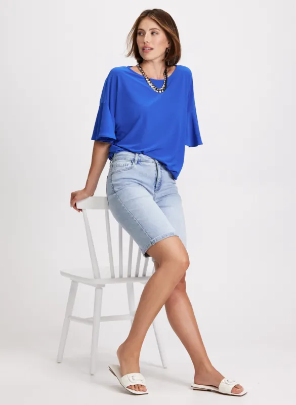 Flutter Sleeve Top & Denim Shorts sold by Laura