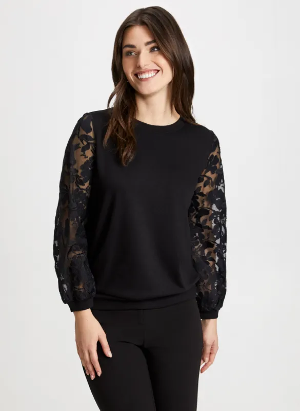 Floral Organza Sleeve Top sold by Laura