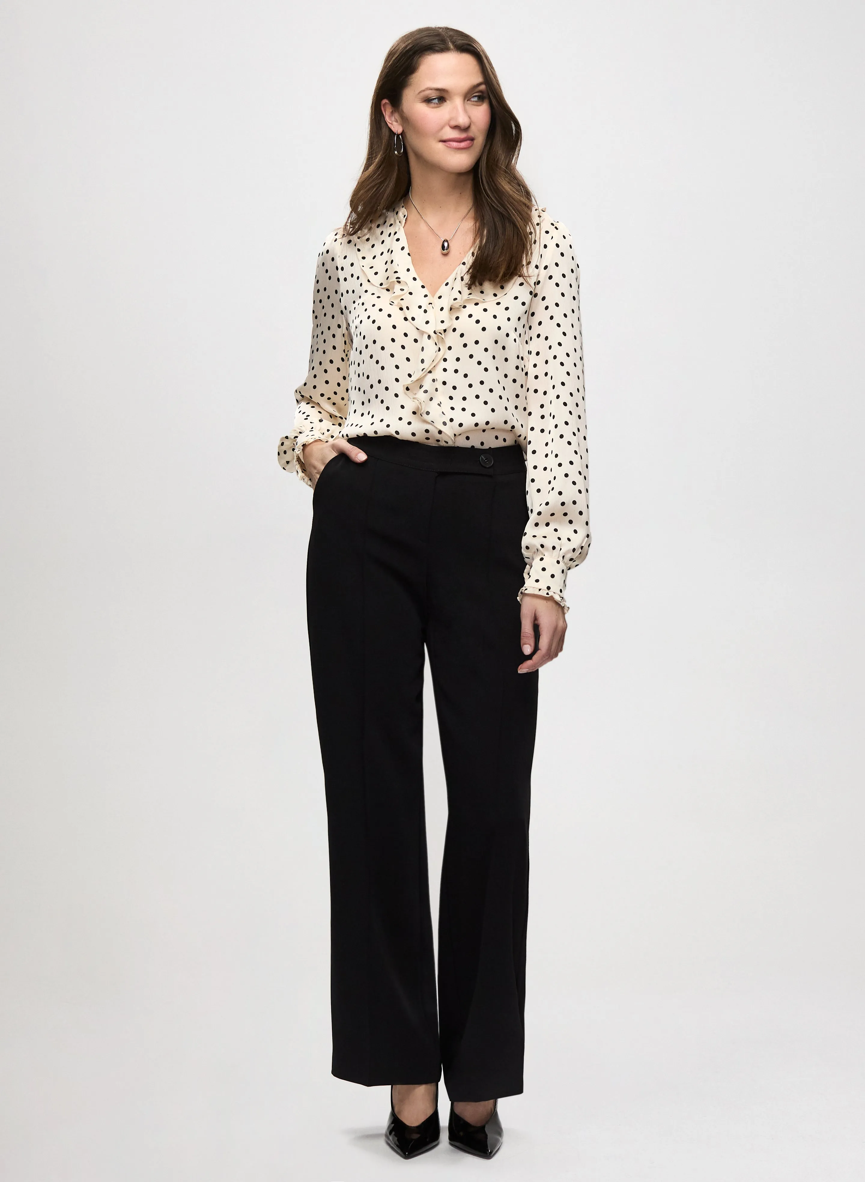 Satin Polka Dot Blouse & Wide Leg Pants sold by Laura