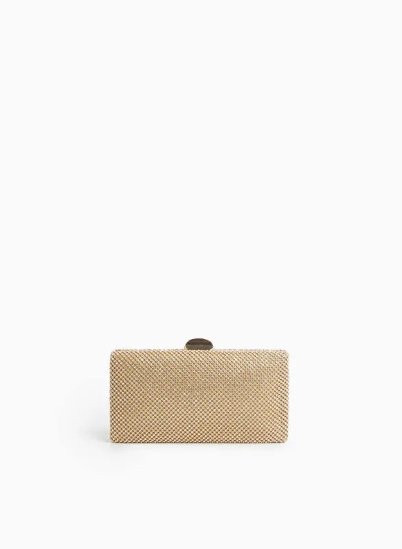 Mesh & Crystal Detail Clutch sold by Laura