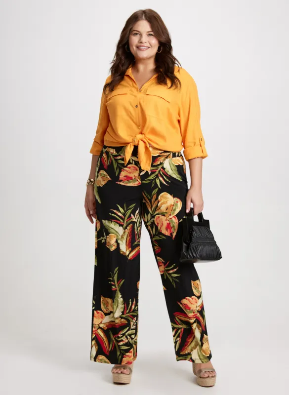 Linen Blend Shirt & Tropical Wide Leg Pants sold by Laura