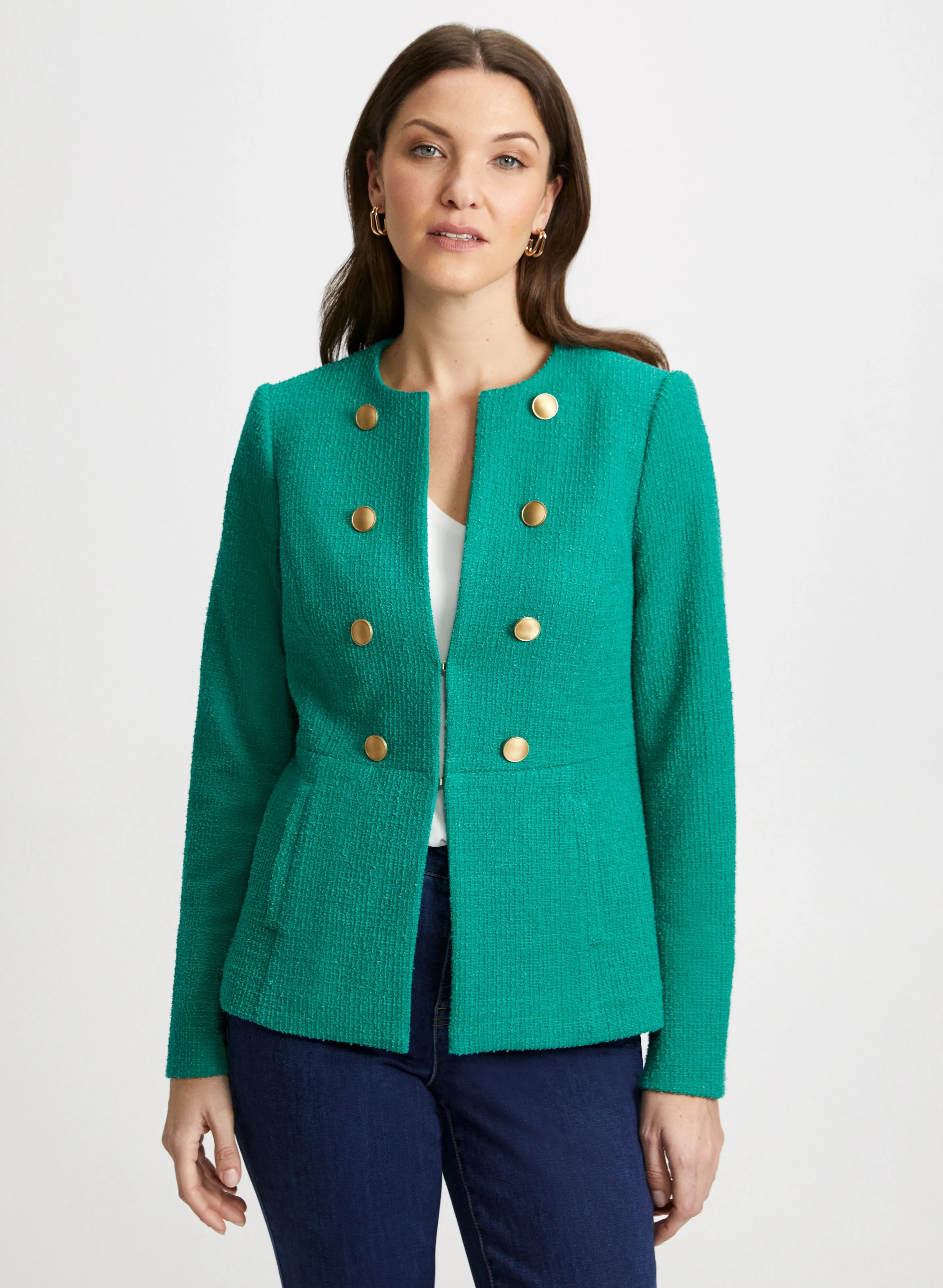 Bouclé Mock Peplum Jacket sold by Laura
