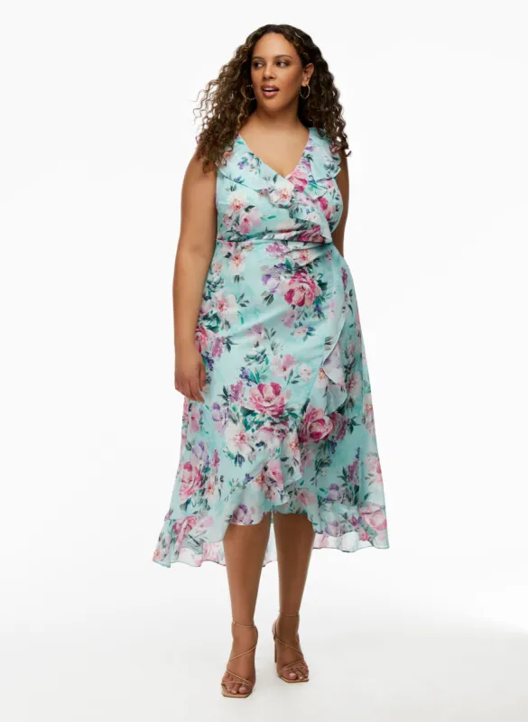 Floral Print Ruffle Detail Midi Dress sold by Laura