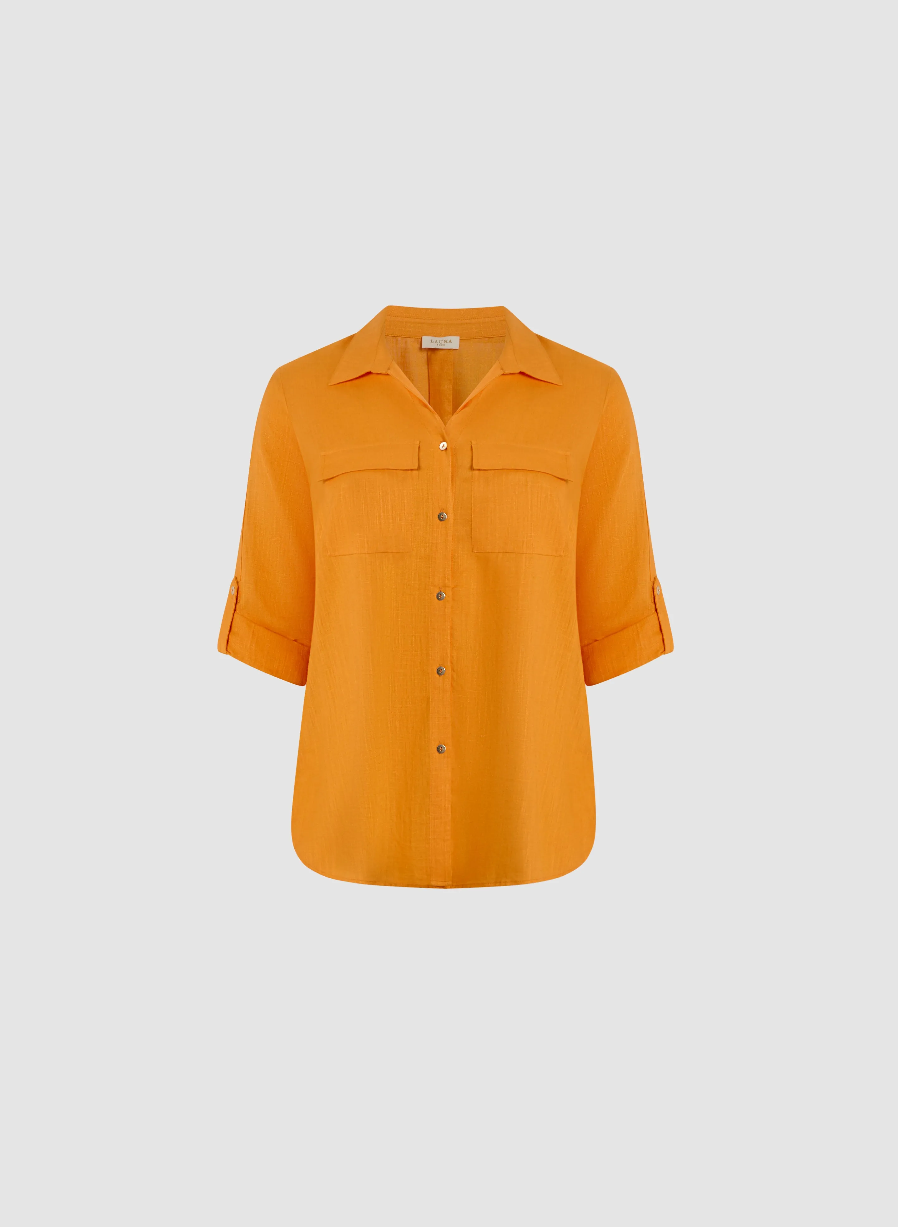 Rolled Sleeves Linen Blend Blouse sold by Laura product image thumbnail 5