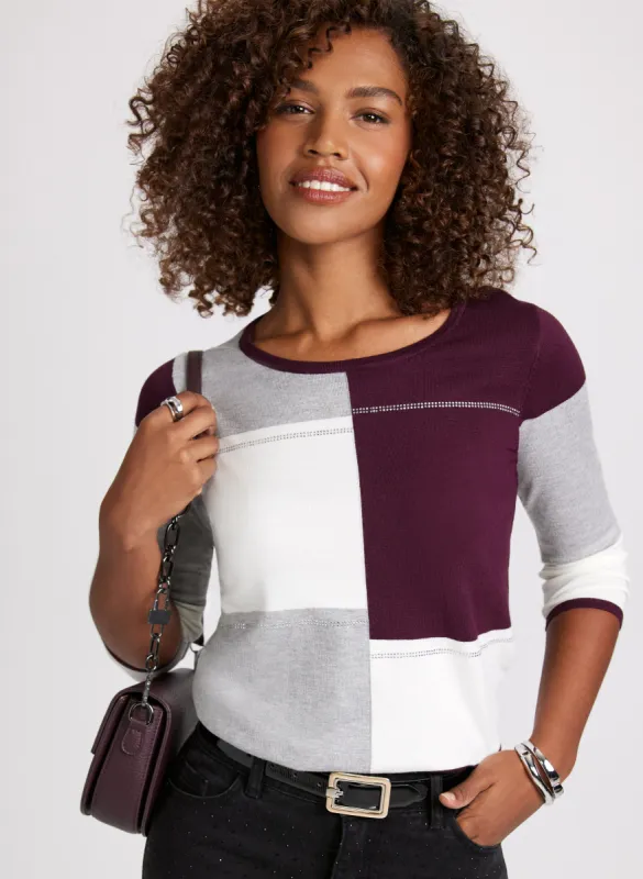 Scoop Neck Colour Block Sweater sold by Laura