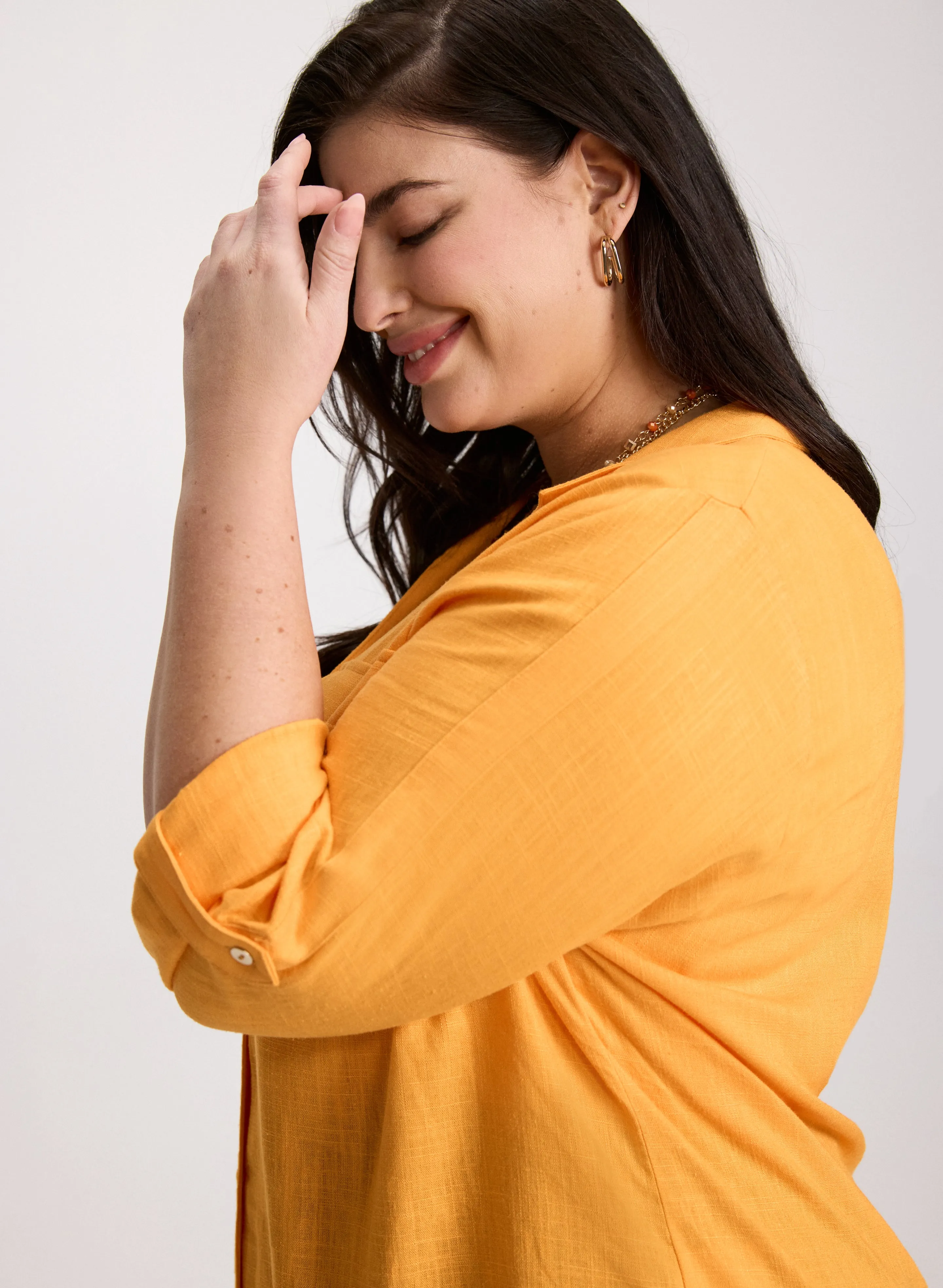 Rolled Sleeves Linen Blend Blouse sold by Laura product image thumbnail 3