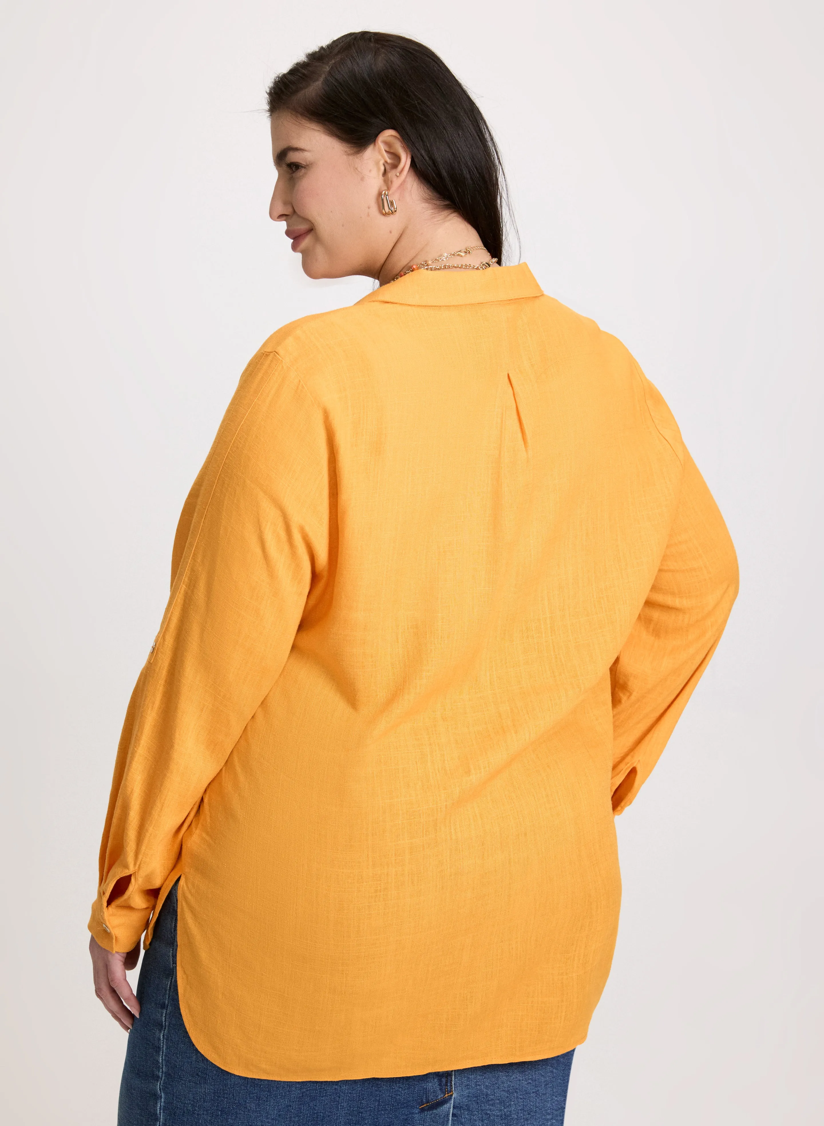 Rolled Sleeves Linen Blend Blouse sold by Laura product image thumbnail 4