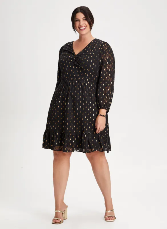 Gold Foil Motif Dress sold by Laura