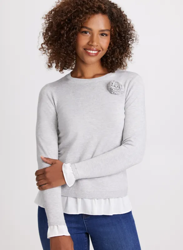 Rosette Detail Crew Neck Sweater sold by Laura