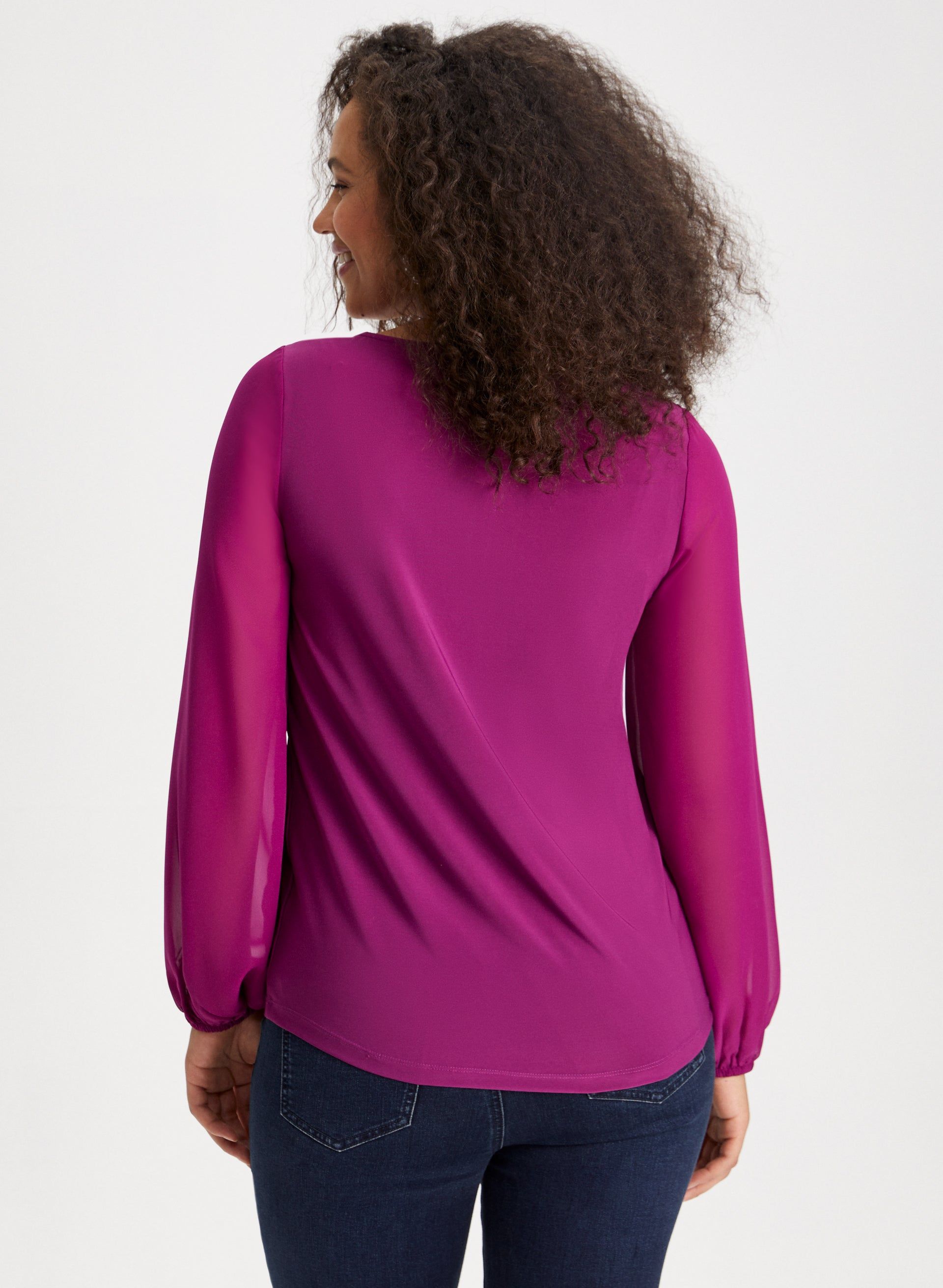 Keyhole Detail Chiffon Sleeve Top sold by Laura product image thumbnail 4