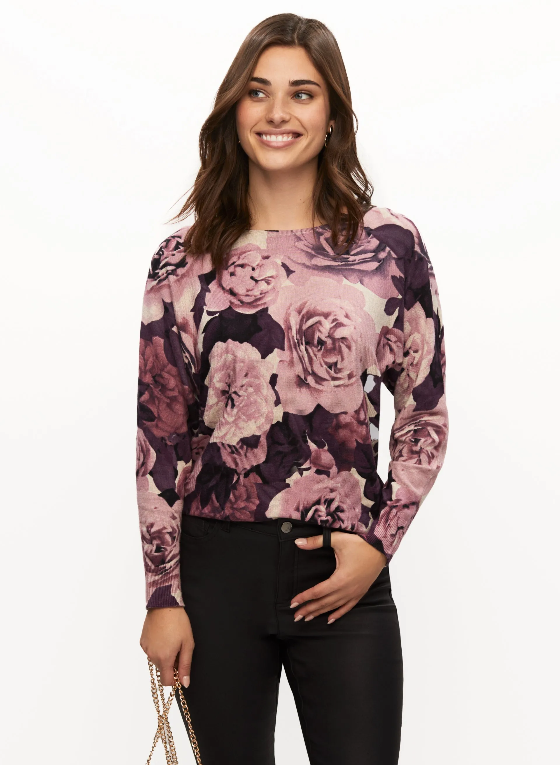 Dolman Sleeve Floral Print Sweater sold by Laura
