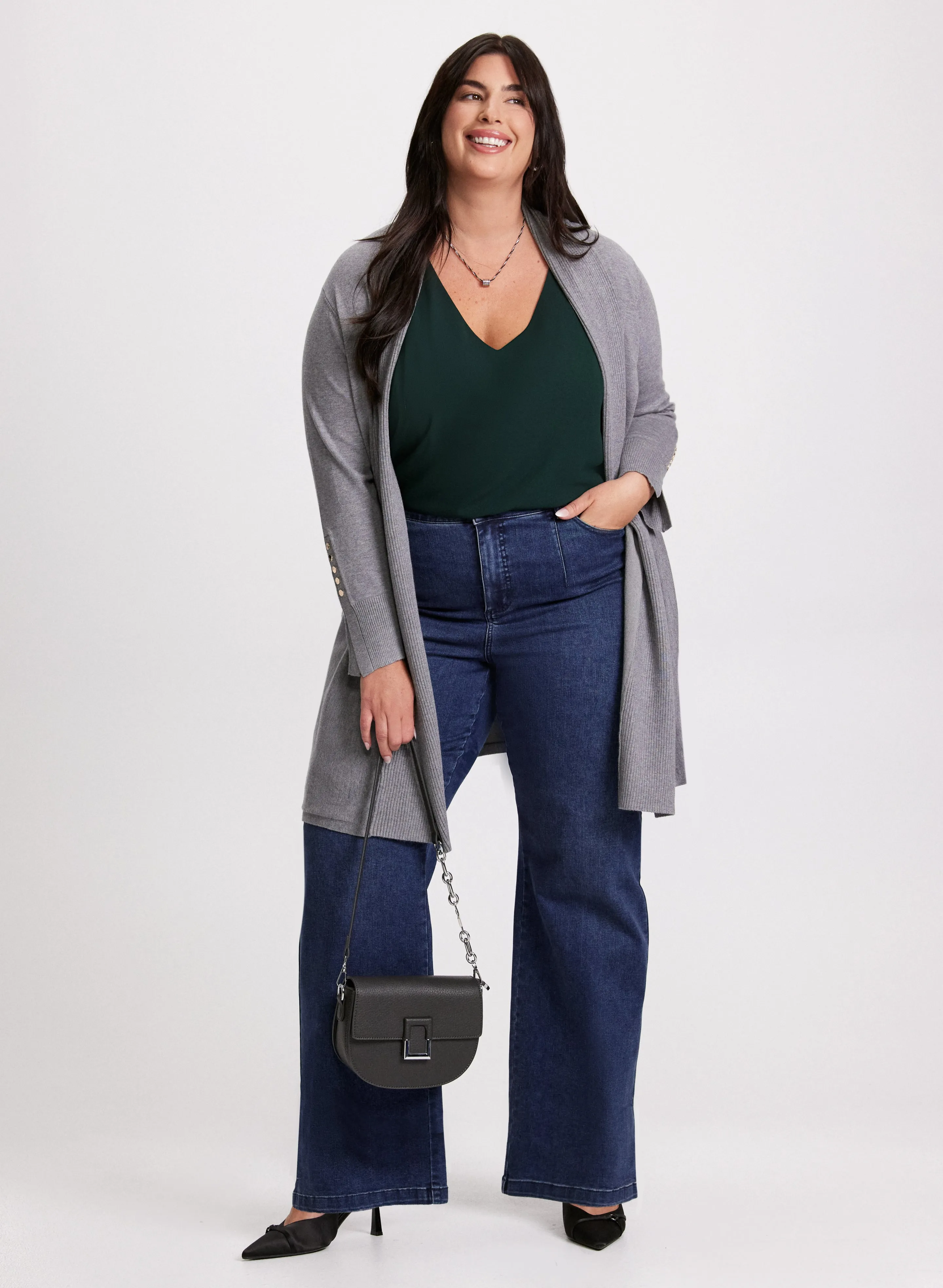 Button Detail Open-Front Cardigan sold by Laura product image thumbnail 3