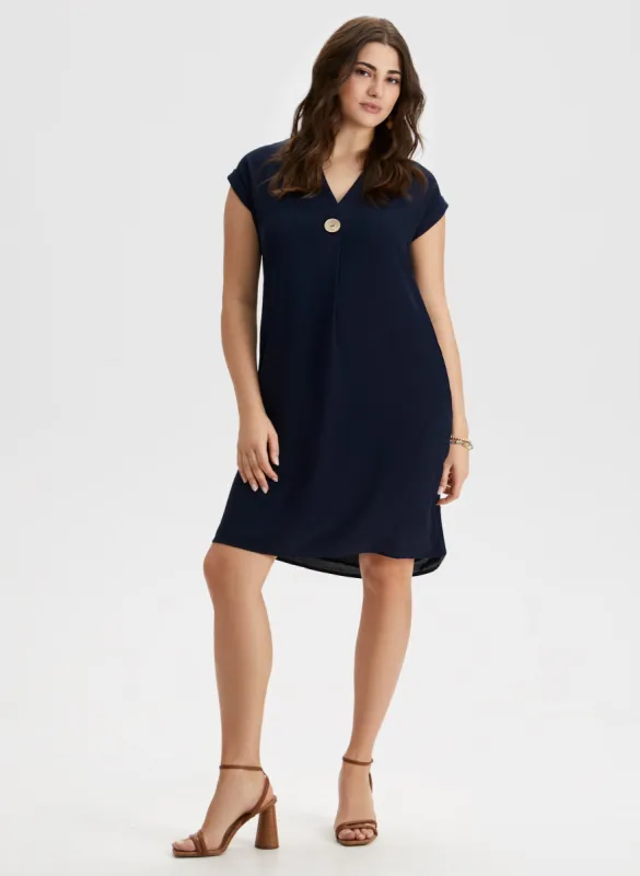 Button Detail Short Sleeve Dress sold by Laura